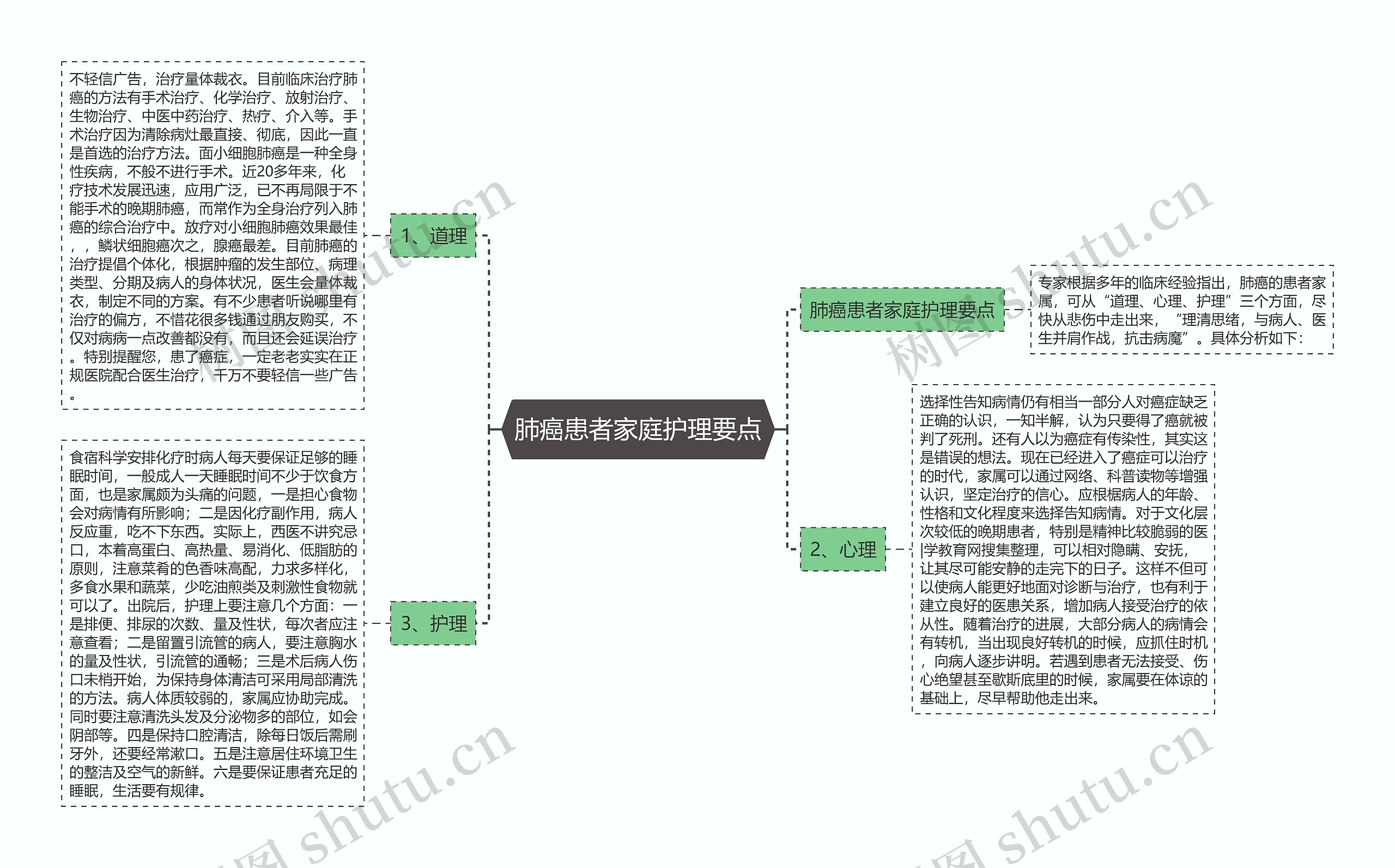 肺癌患者家庭护理要点思维导图