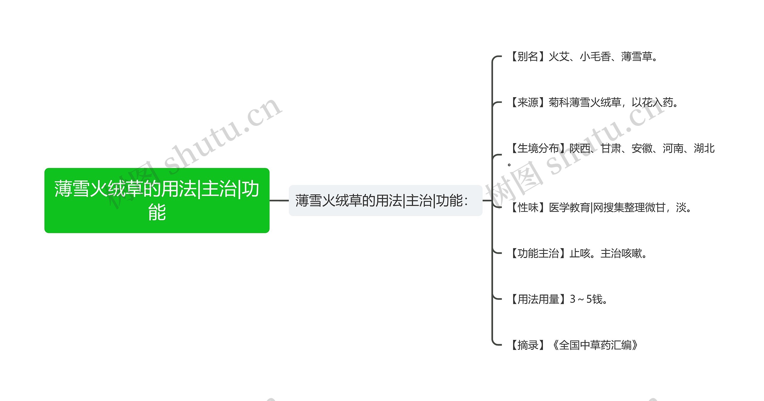 薄雪火绒草的用法|主治|功能思维导图