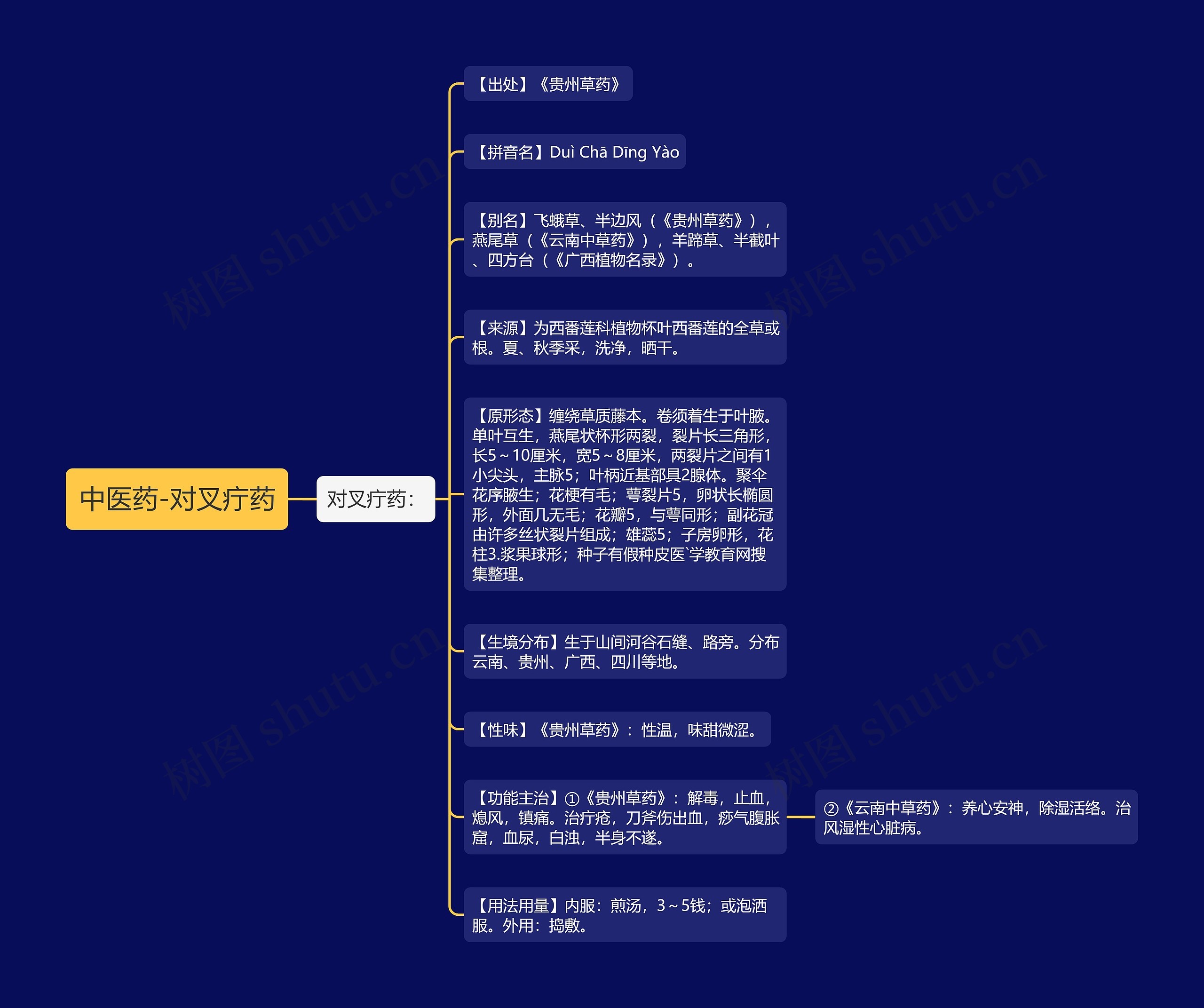 中医药-对叉疔药思维导图