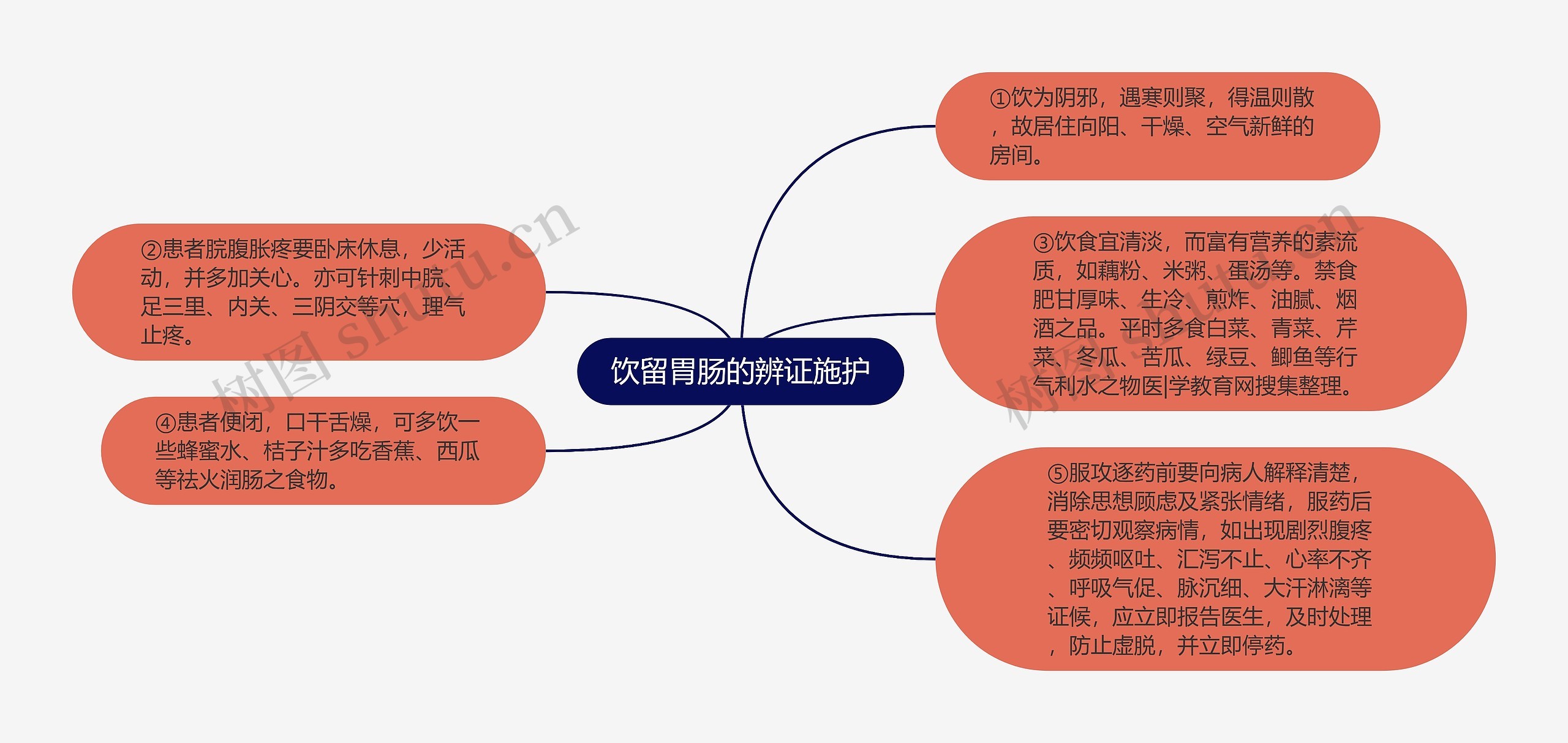 饮留胃肠的辨证施护思维导图