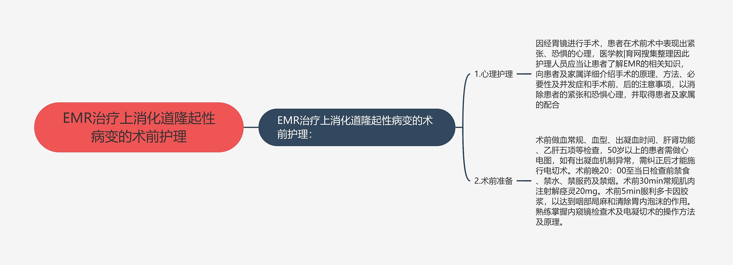 EMR治疗上消化道隆起性病变的术前护理思维导图