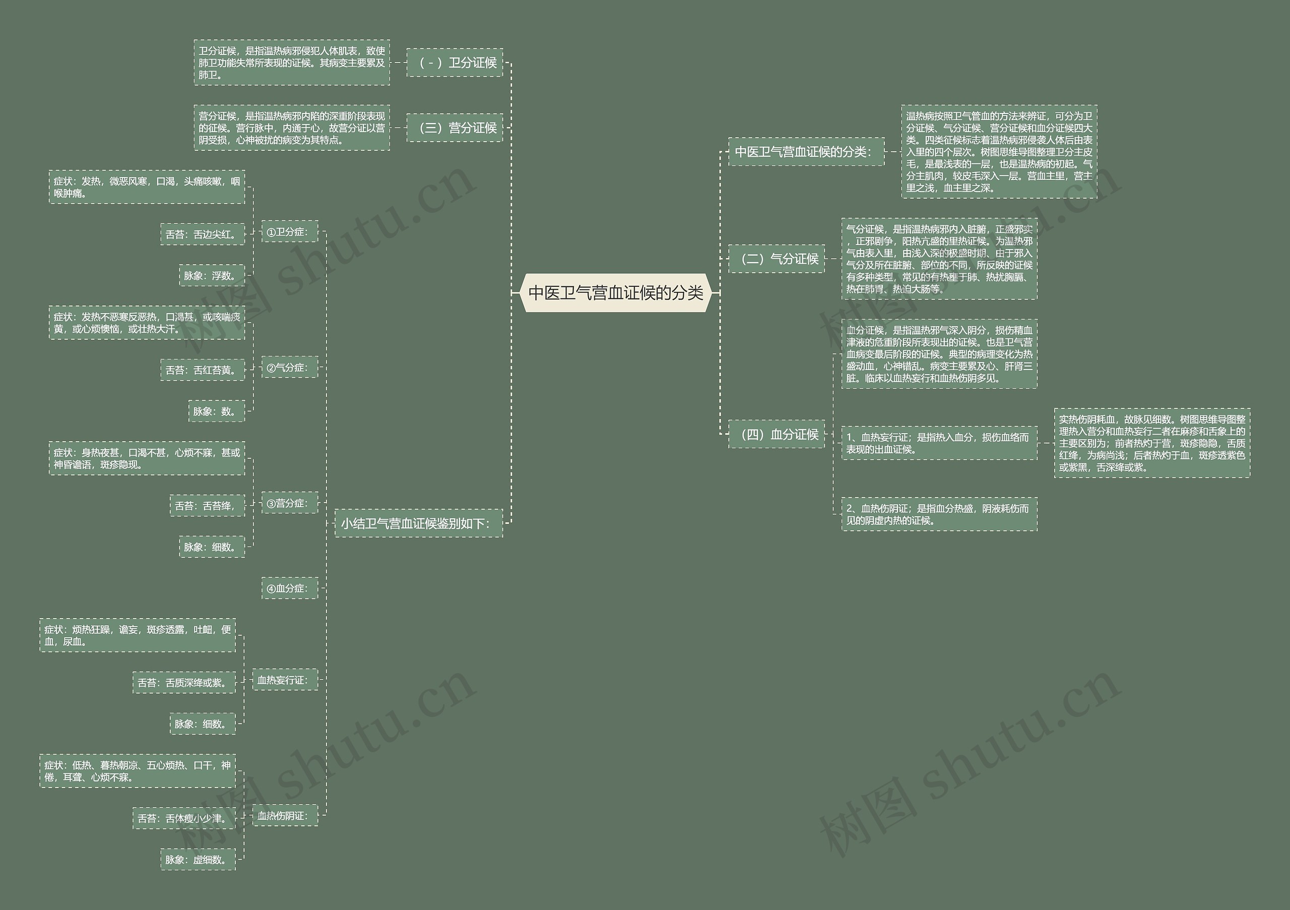 中医卫气营血证候的分类思维导图