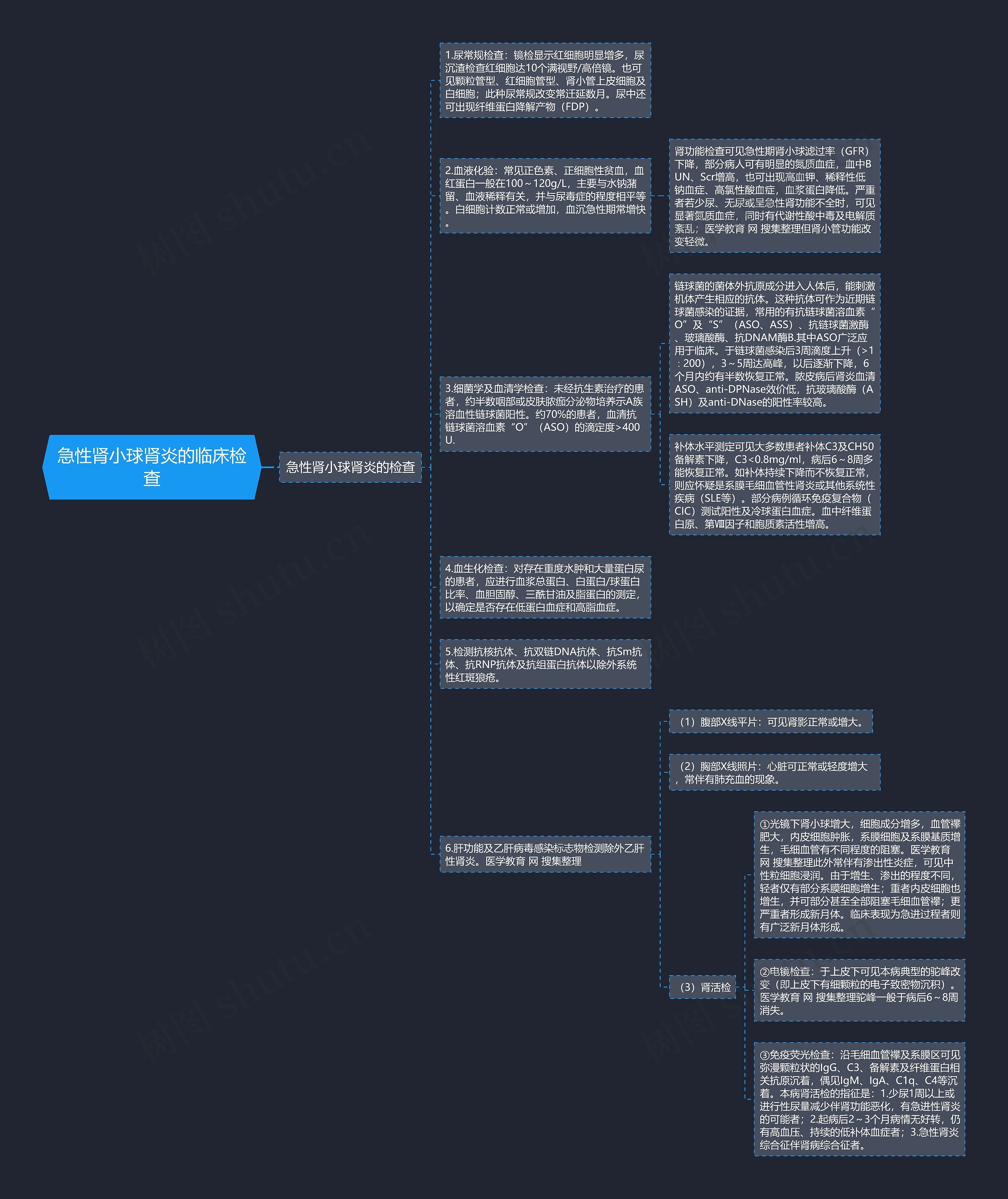 急性肾小球肾炎的临床检查思维导图