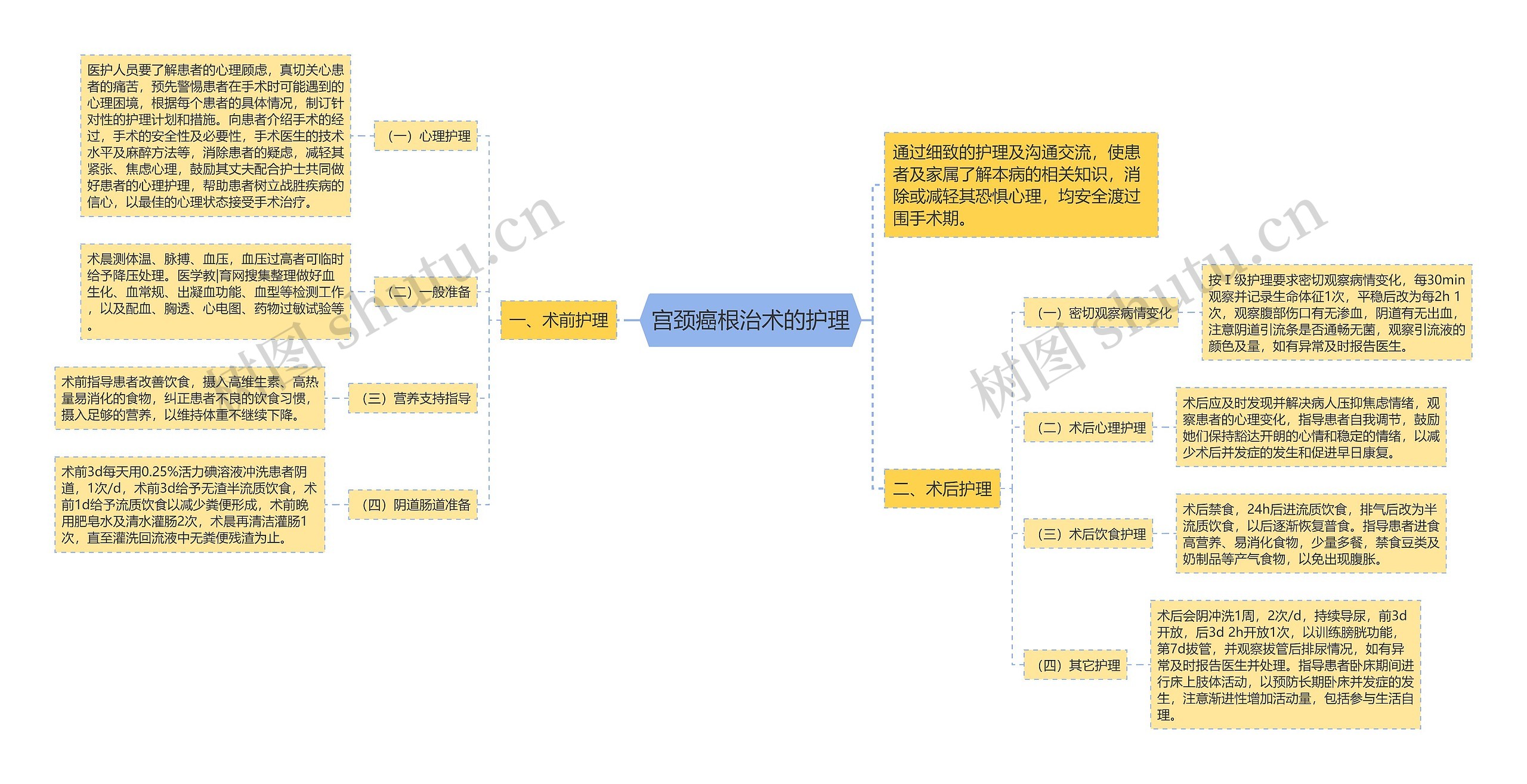 宫颈癌根治术的护理思维导图