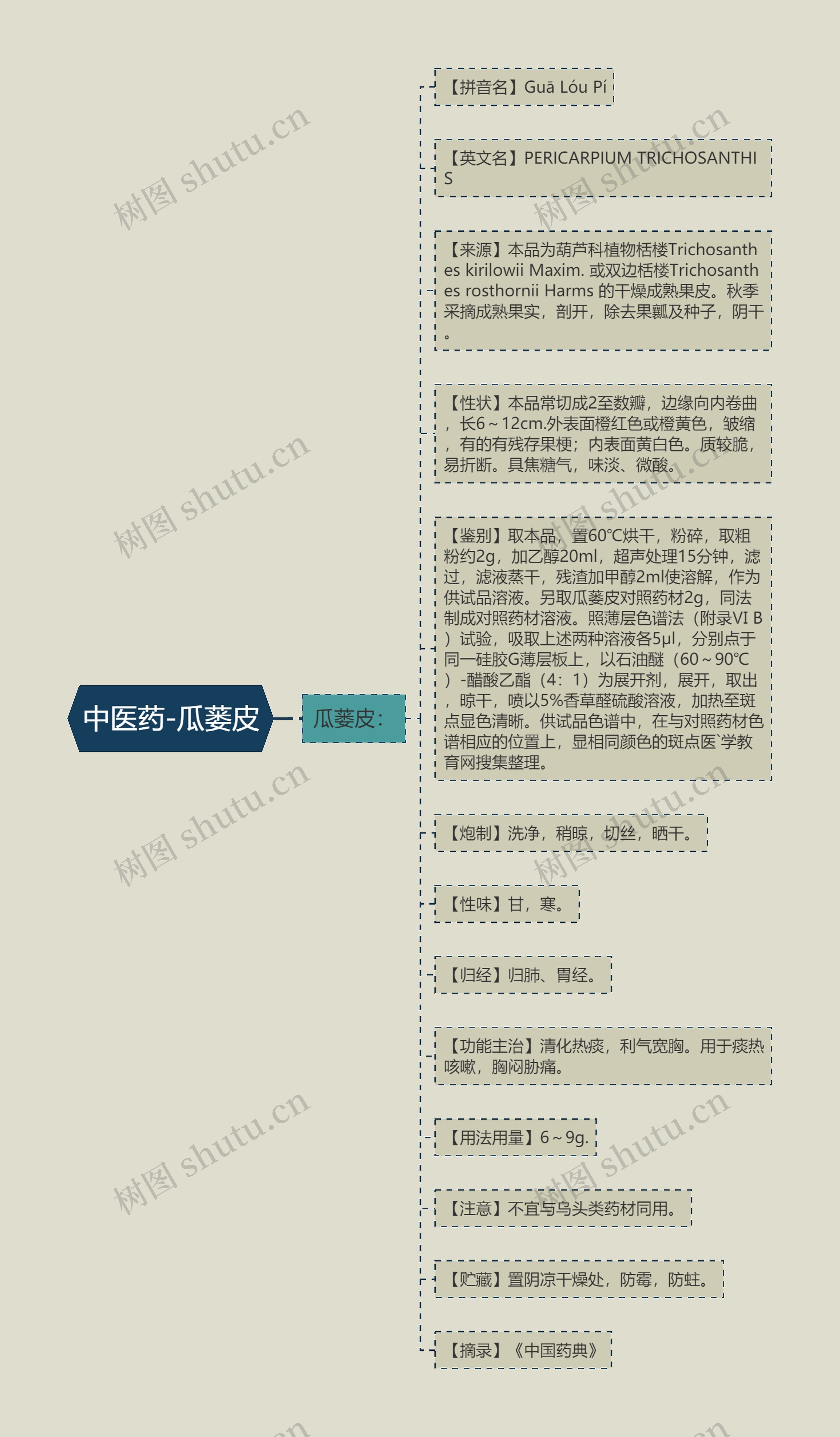 中医药-瓜蒌皮思维导图