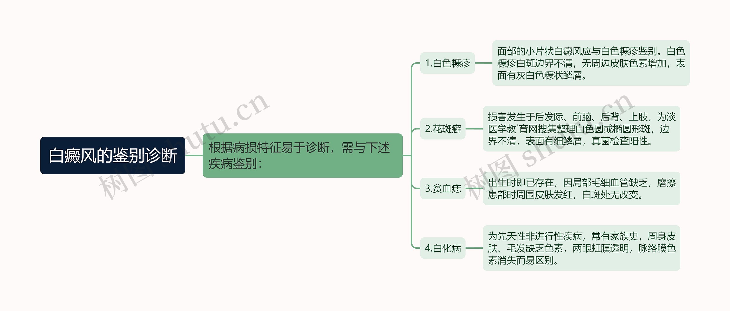 白癜风的鉴别诊断思维导图