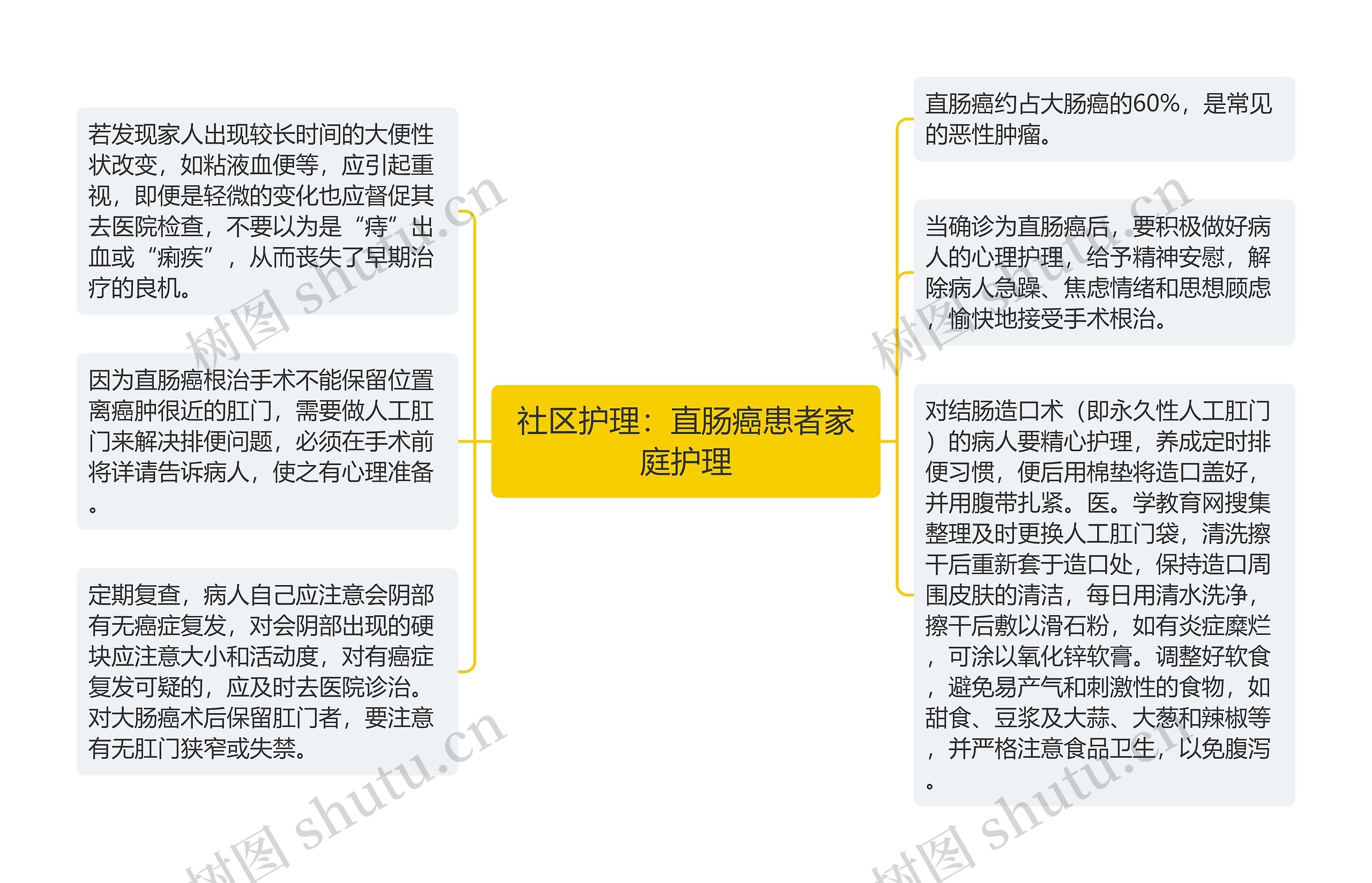 社区护理：直肠癌患者家庭护理思维导图