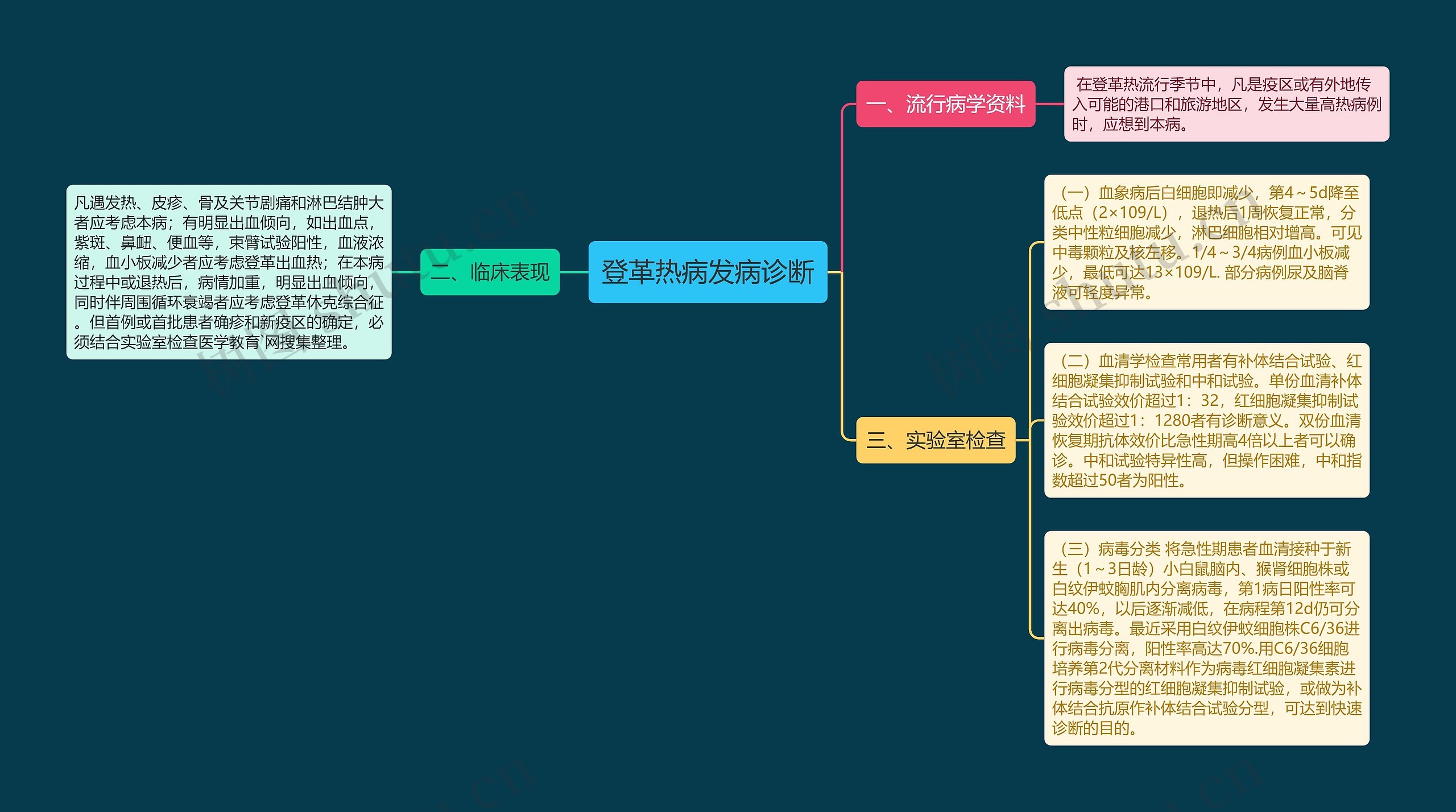 登革热病发病诊断思维导图