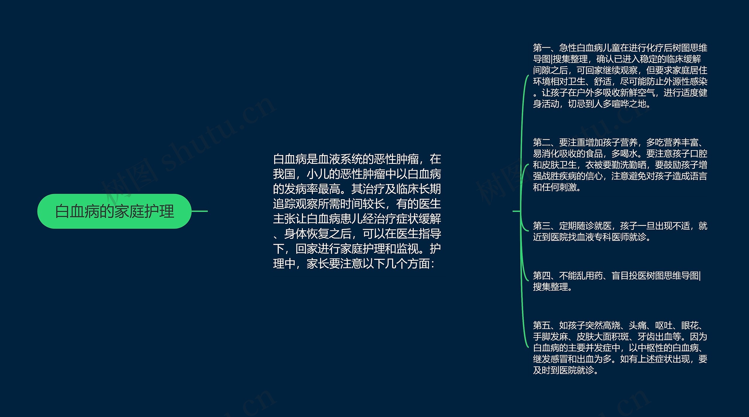 白血病的家庭护理思维导图