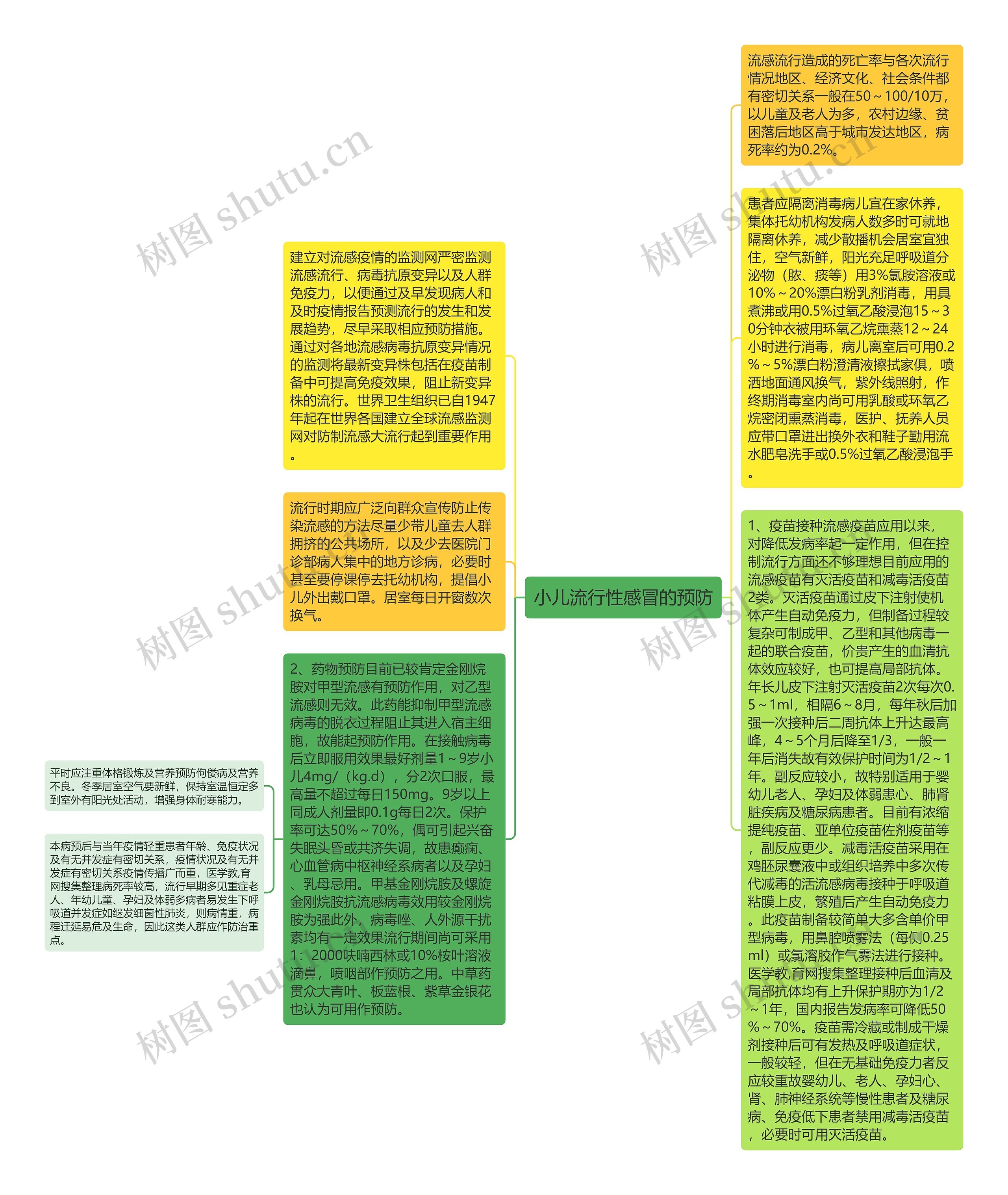 小儿流行性感冒的预防思维导图