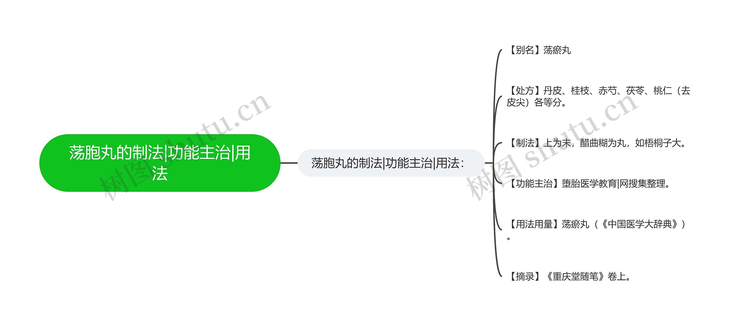 荡胞丸的制法|功能主治|用法思维导图