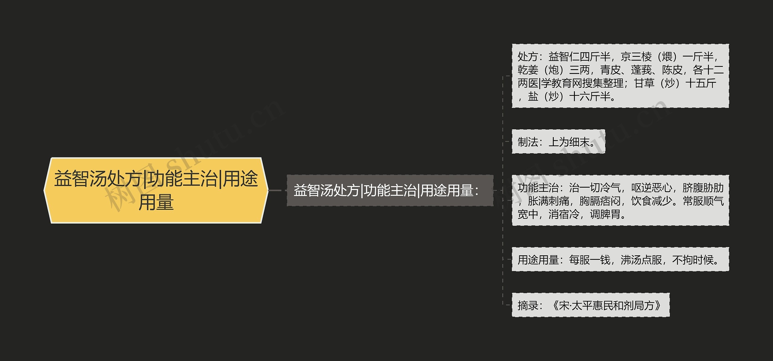 益智汤处方|功能主治|用途用量思维导图