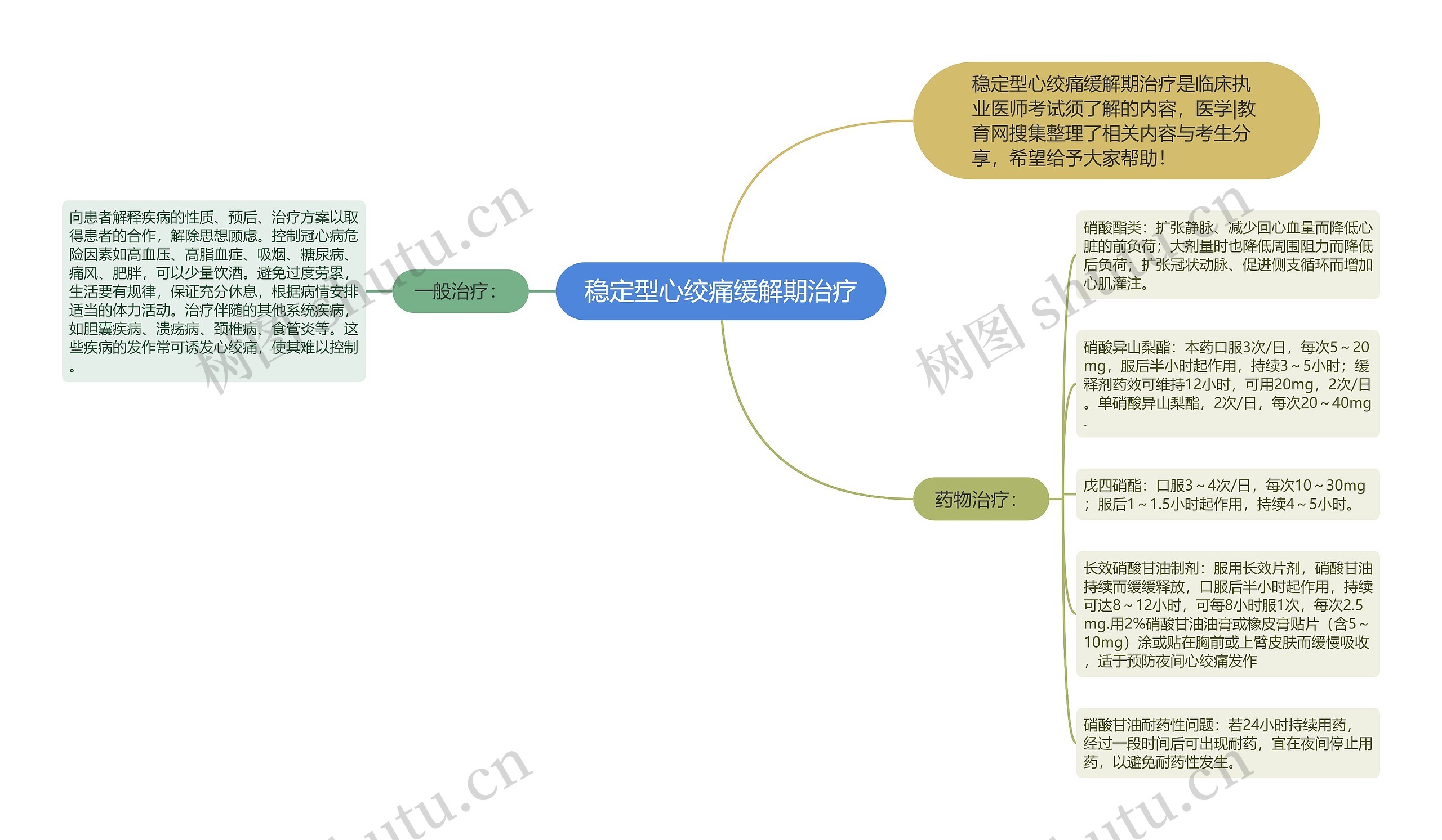 稳定型心绞痛缓解期治疗思维导图