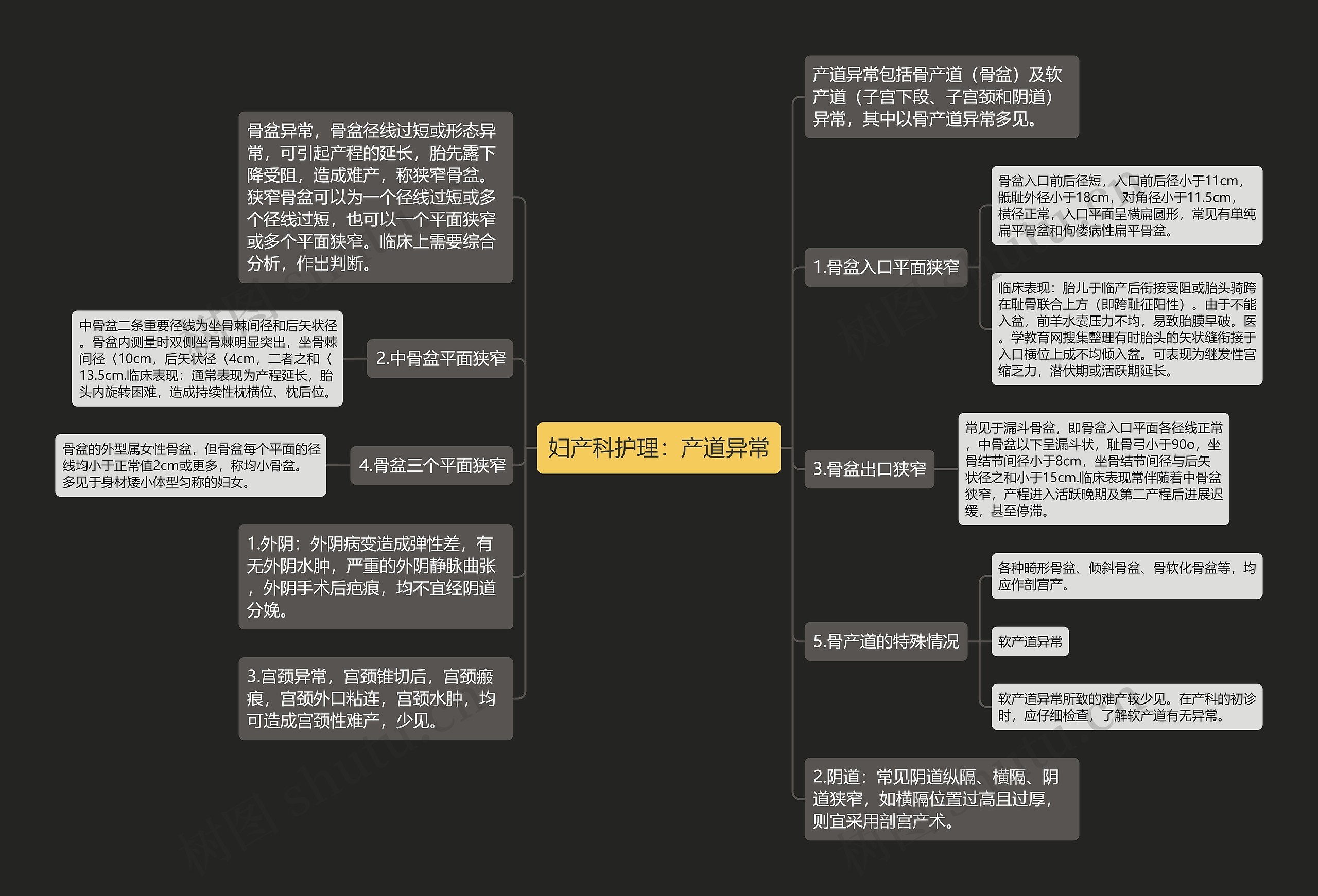 妇产科护理：产道异常思维导图