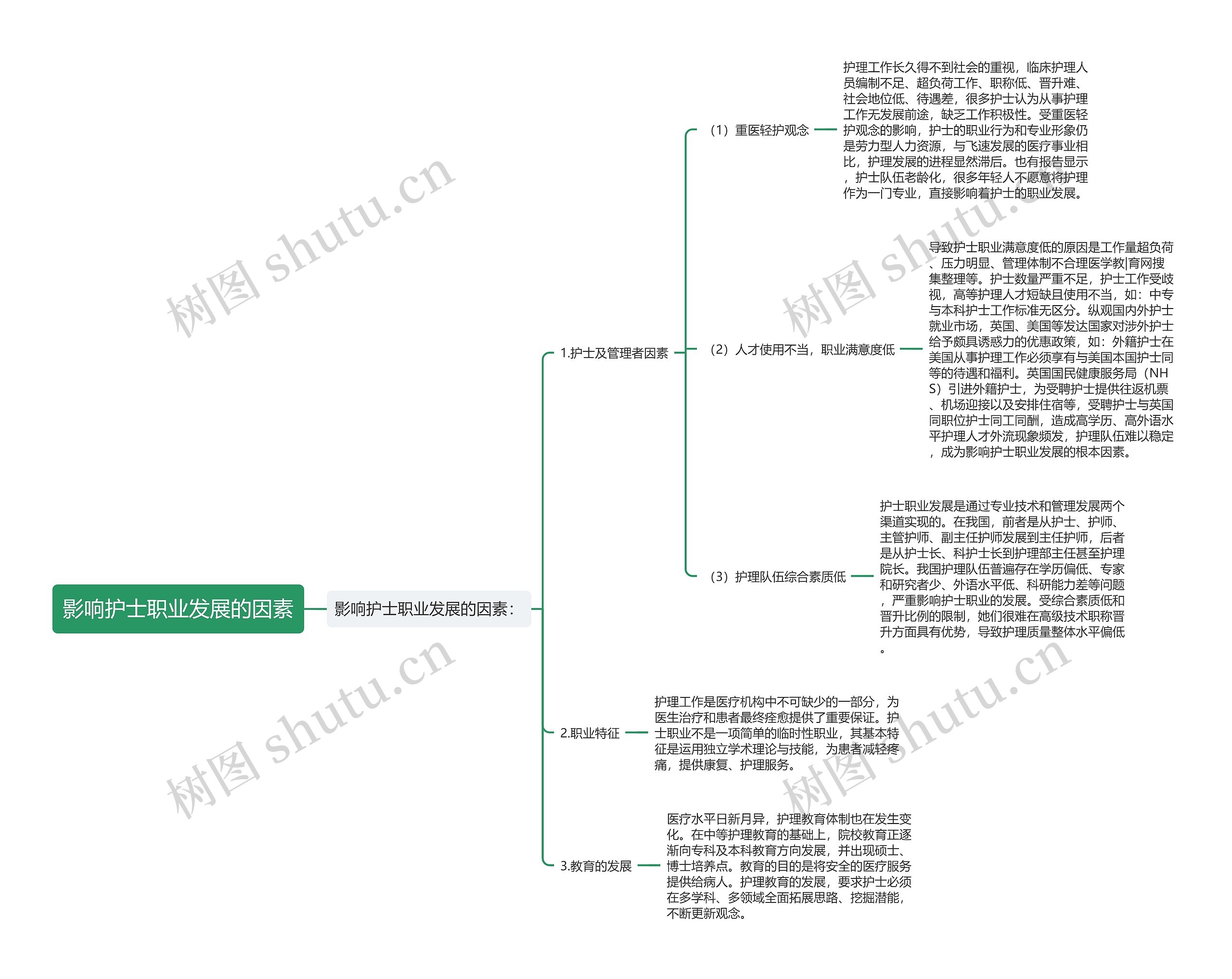 影响护士职业发展的因素思维导图