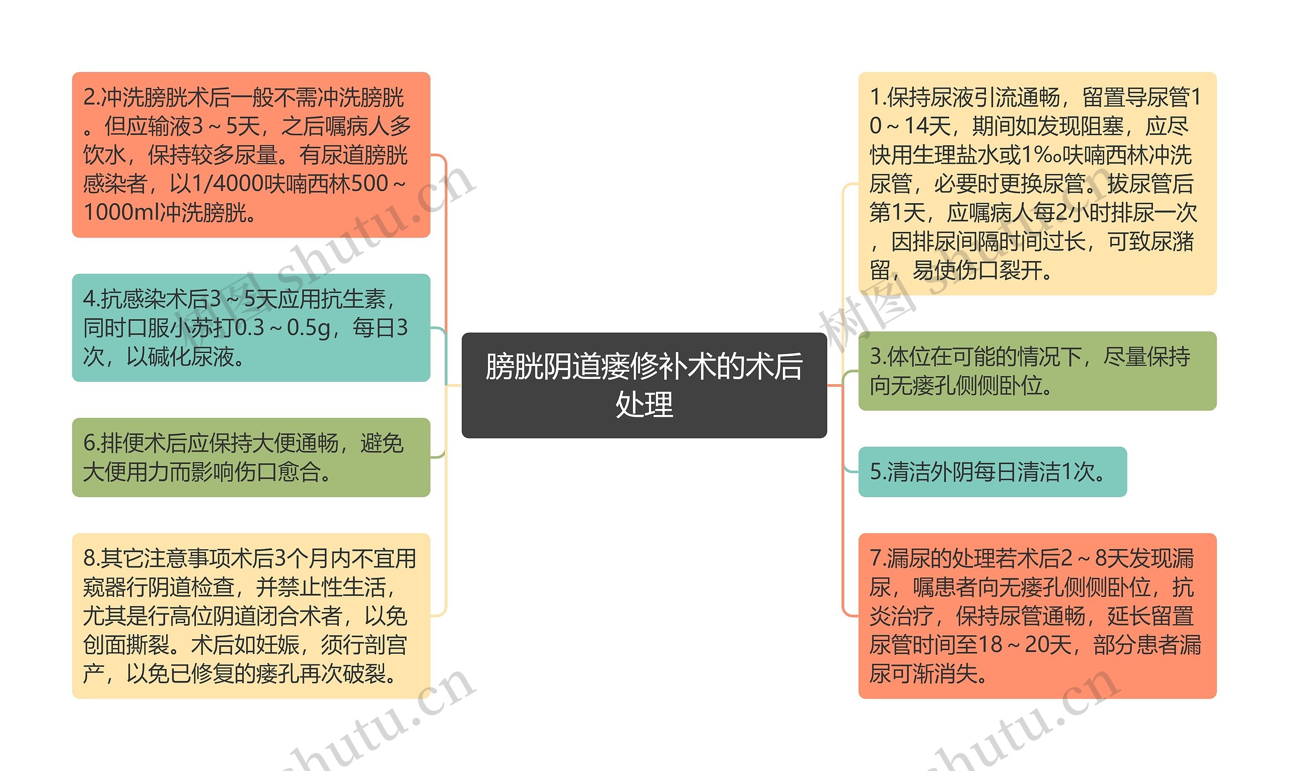 膀胱阴道瘘修补术的术后处理思维导图