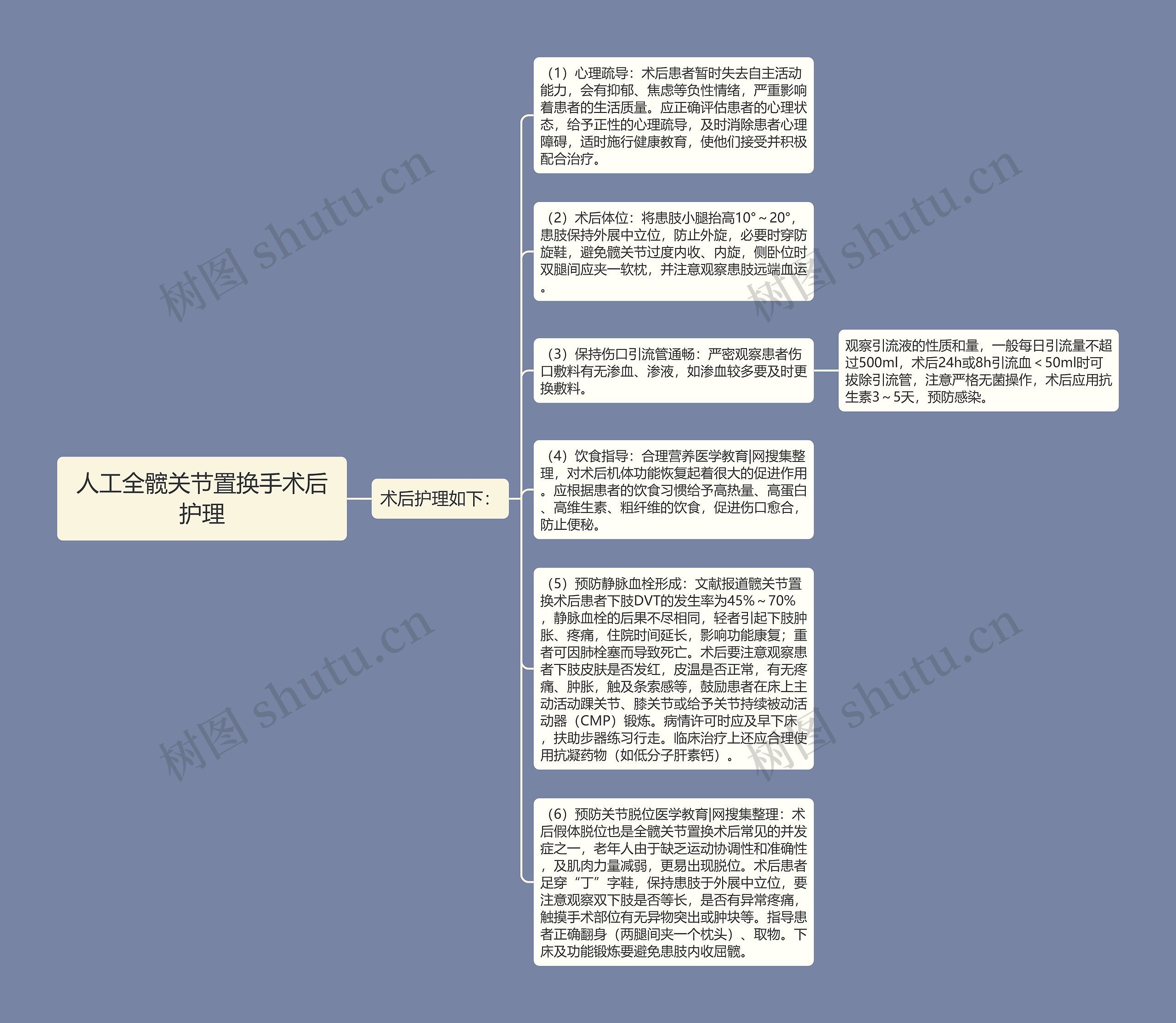 人工全髋关节置换手术后护理思维导图