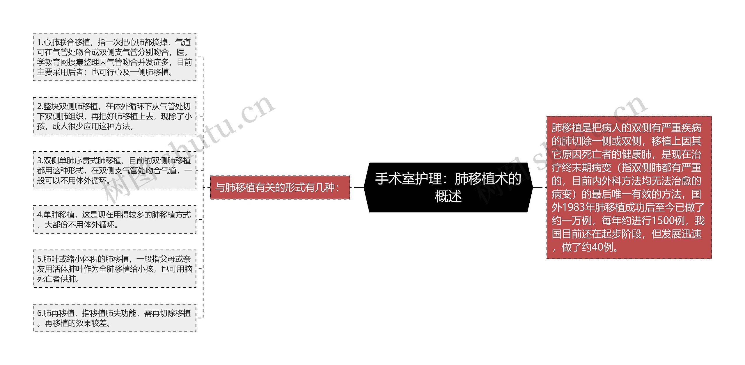 手术室护理：肺移植术的概述思维导图