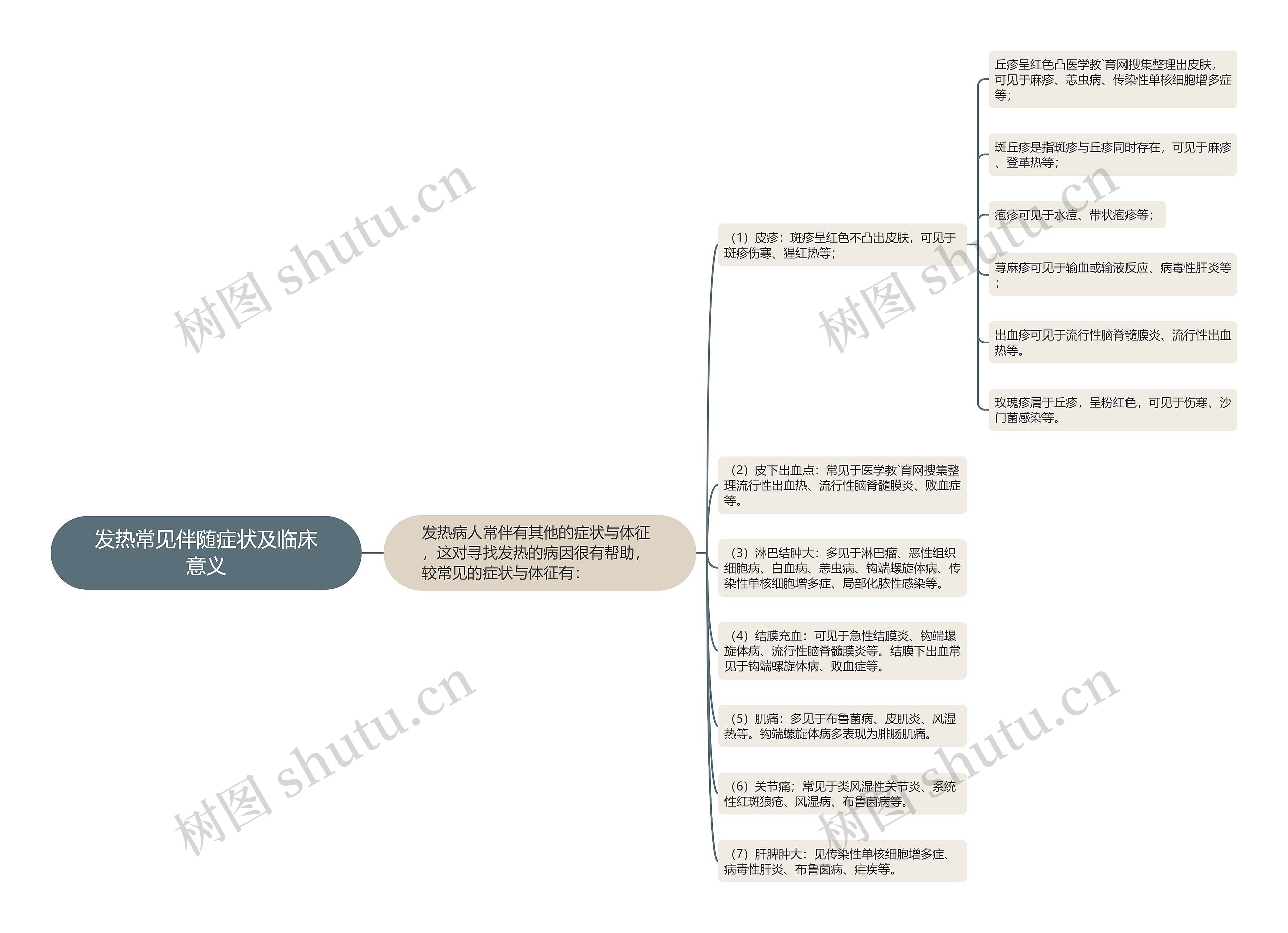 发热常见伴随症状及临床意义思维导图