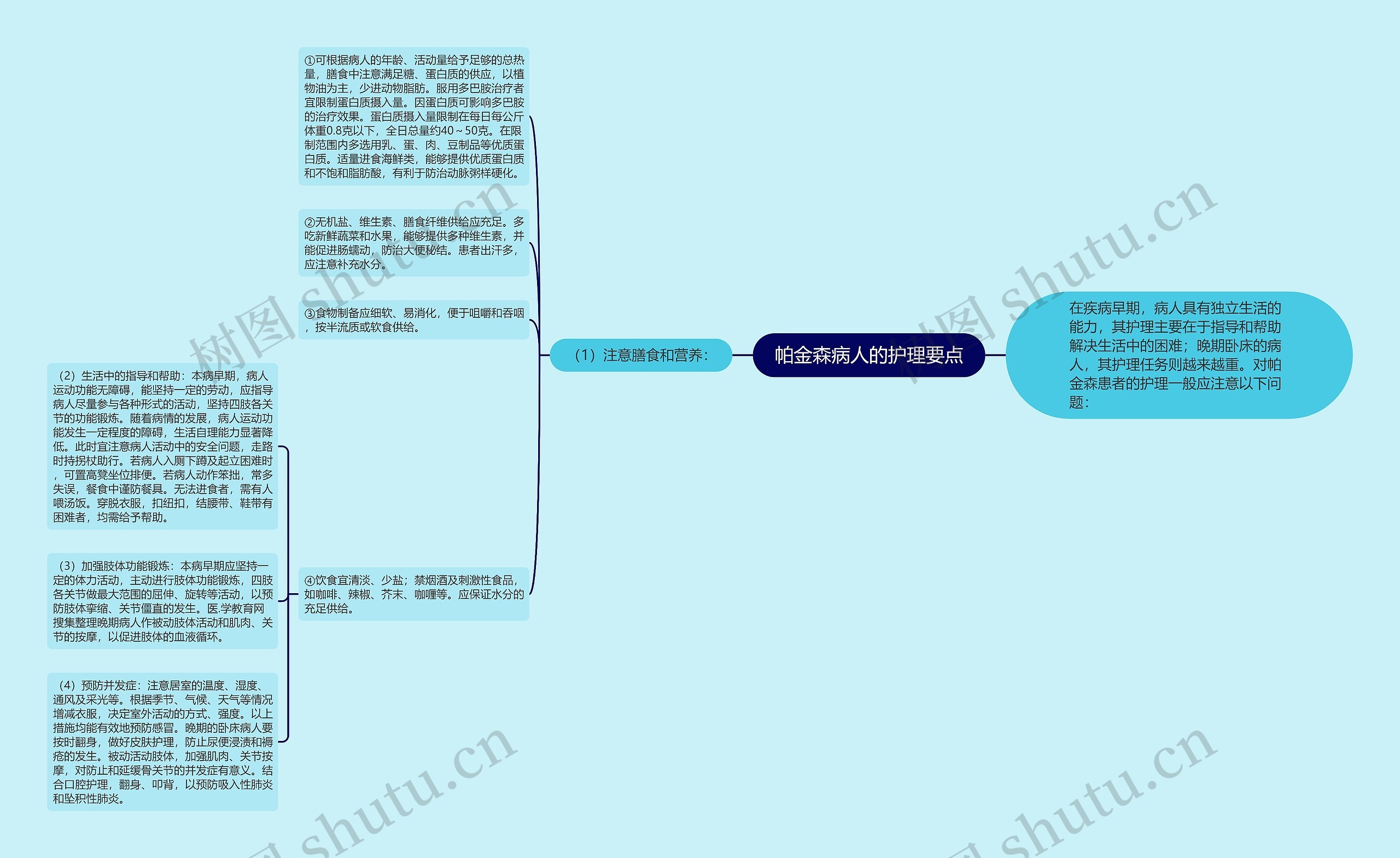 帕金森病人的护理要点思维导图