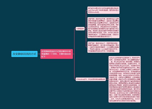 改变静脉回流的方式