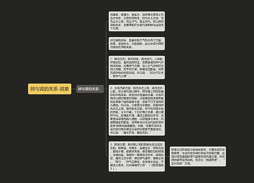 肺与肾的关系-脏象