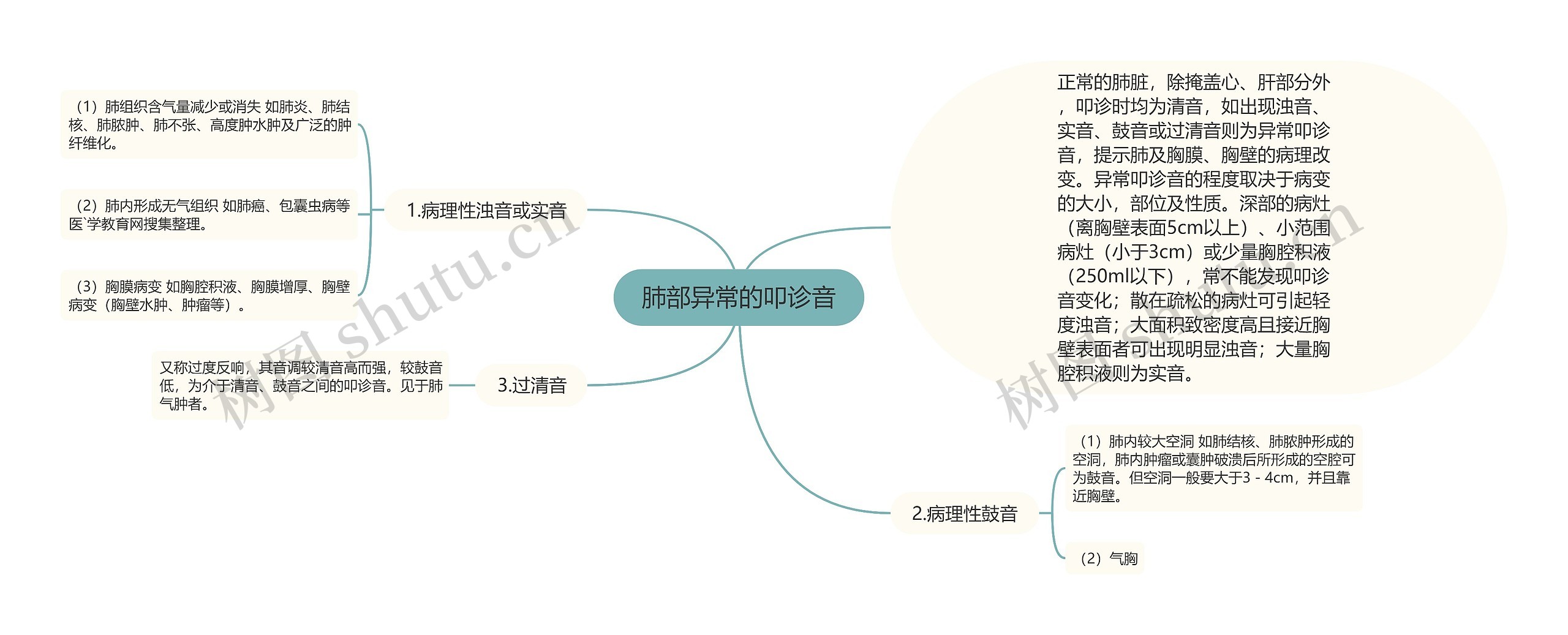 肺部异常的叩诊音思维导图