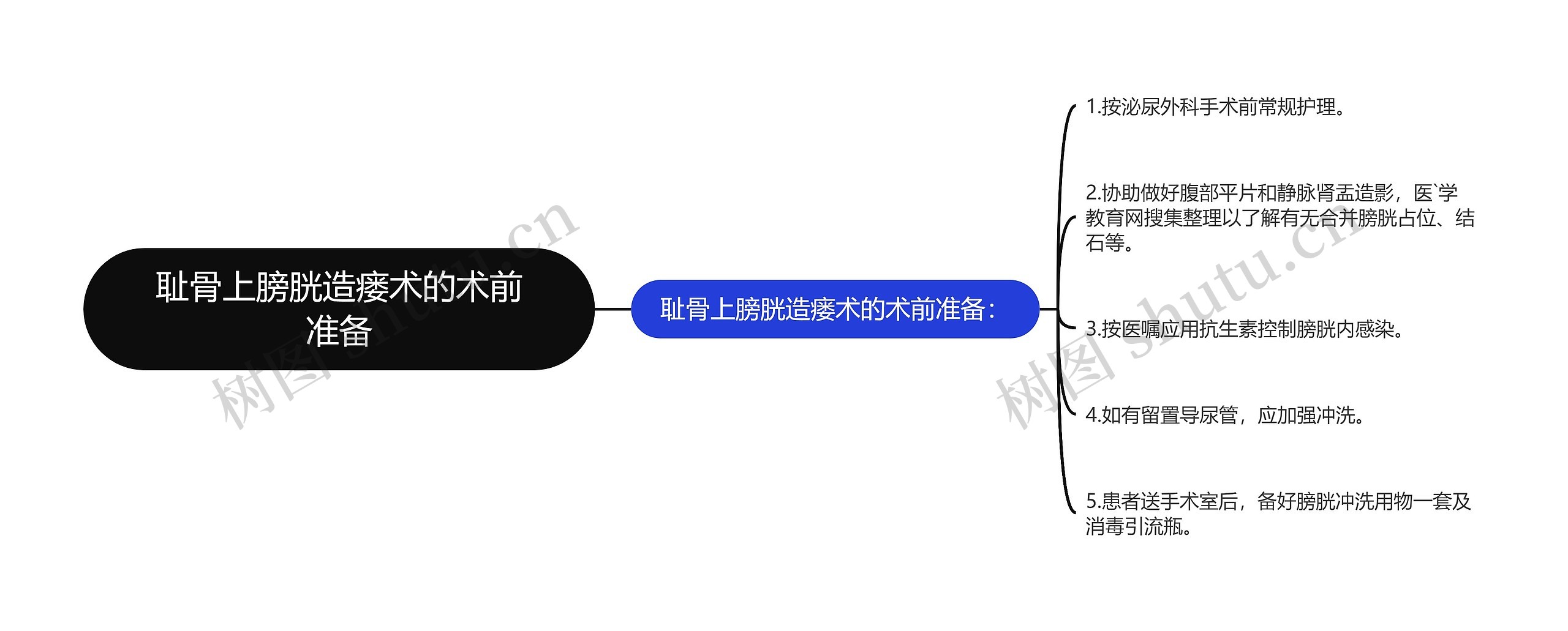 耻骨上膀胱造瘘术的术前准备思维导图