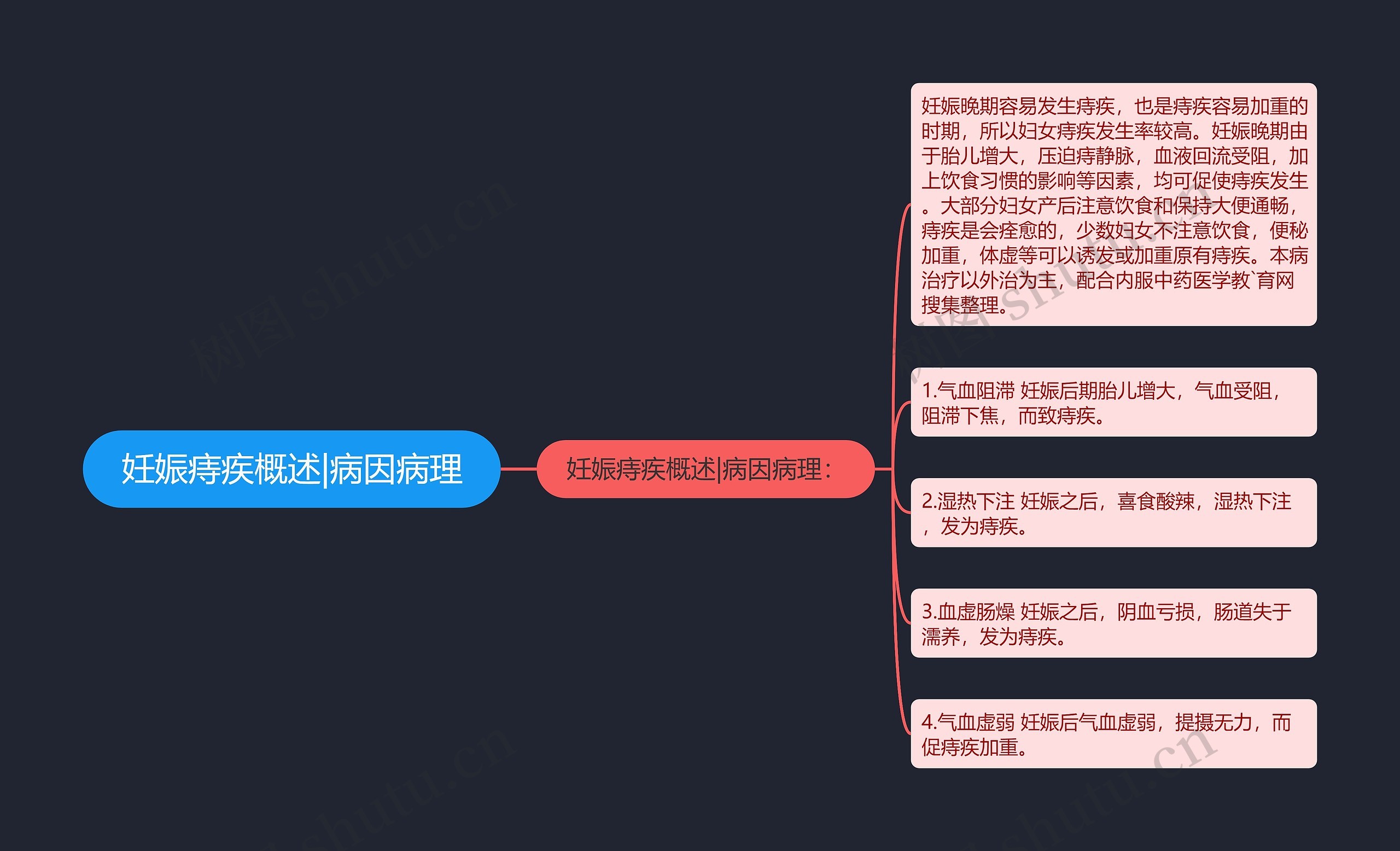 妊娠痔疾概述|病因病理思维导图