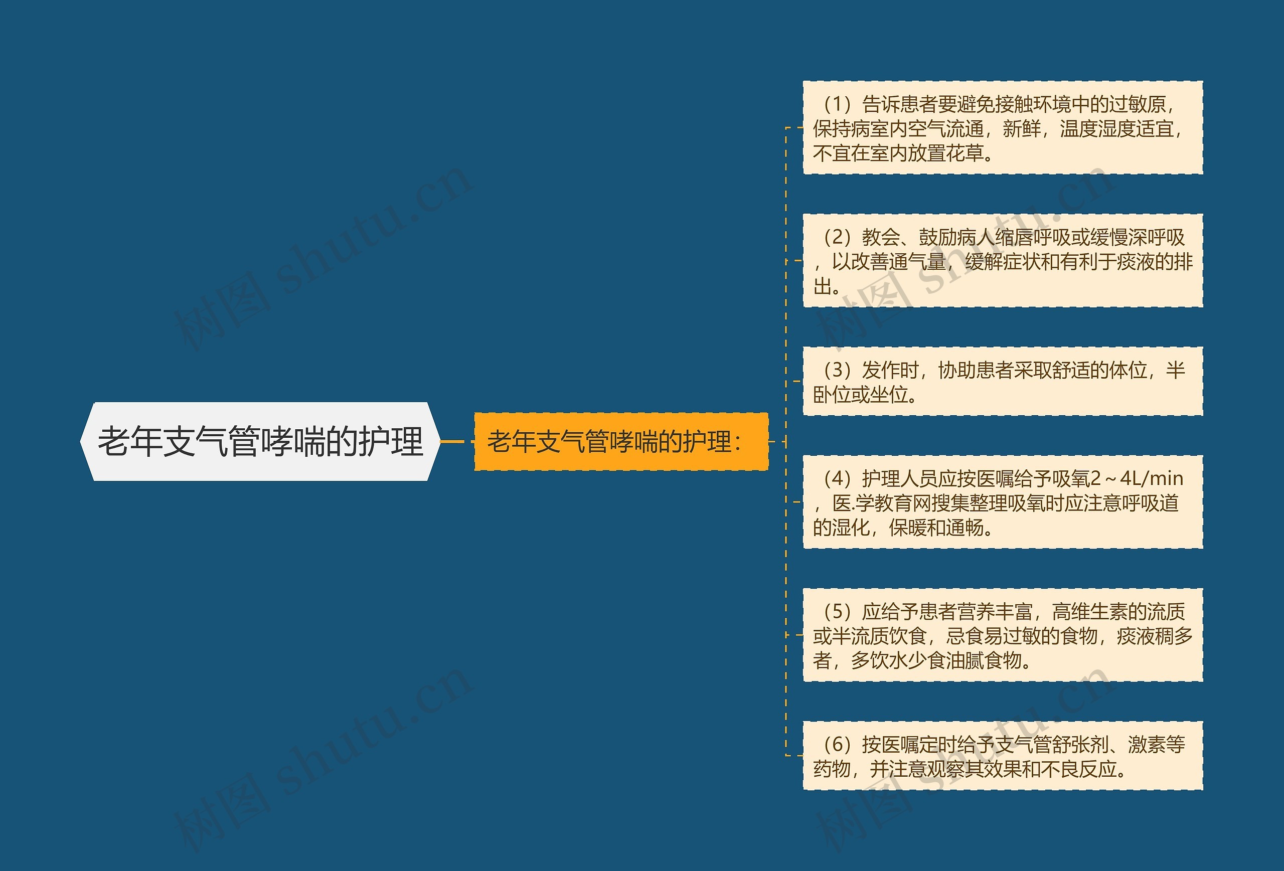 老年支气管哮喘的护理思维导图