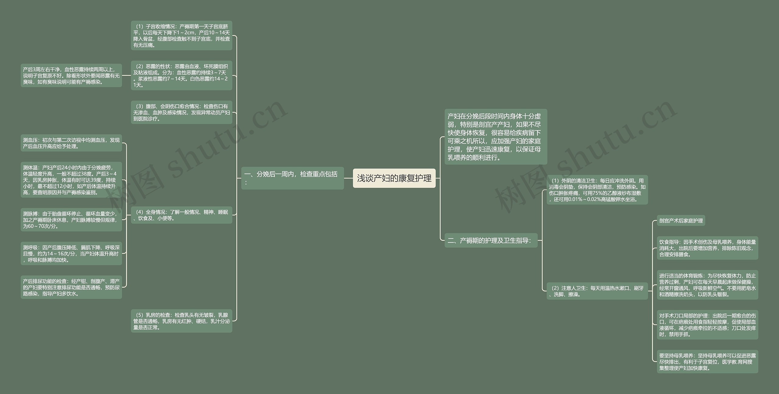 浅谈产妇的康复护理思维导图