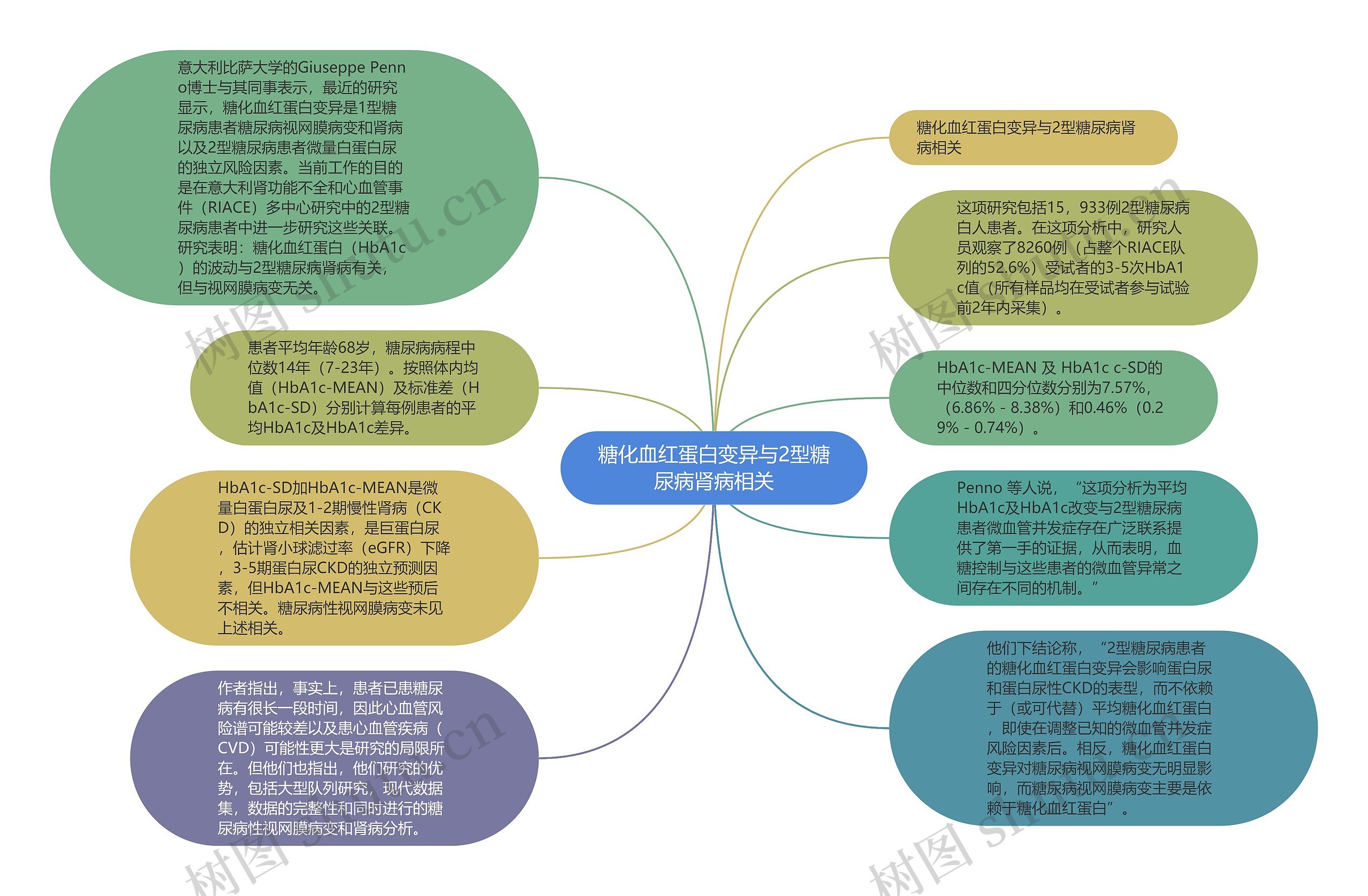 糖化血红蛋白变异与2型糖尿病肾病相关思维导图