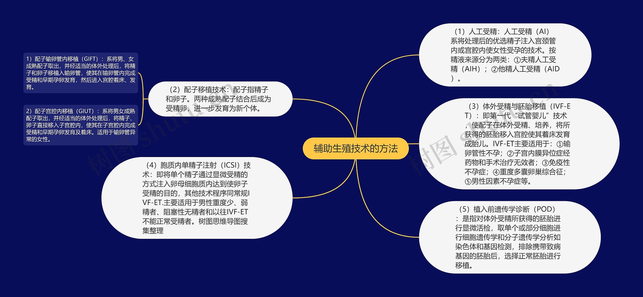 辅助生殖技术的方法思维导图