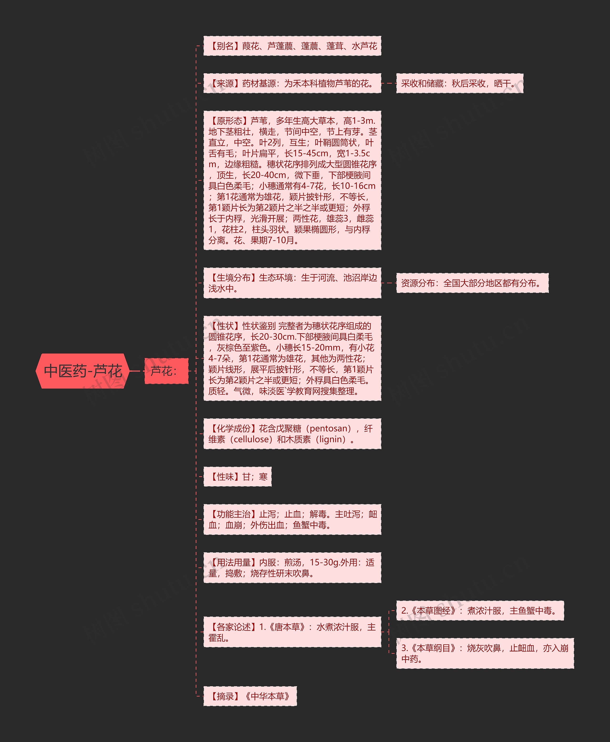 中医药-芦花思维导图
