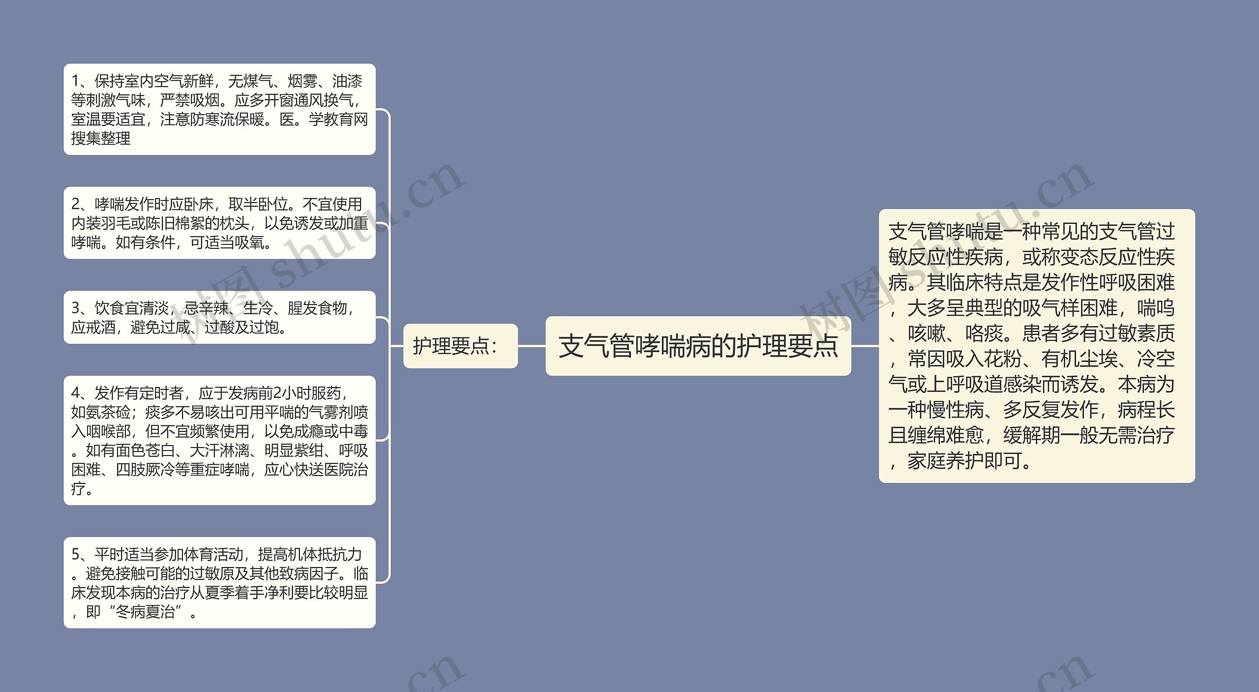 支气管哮喘病的护理要点思维导图