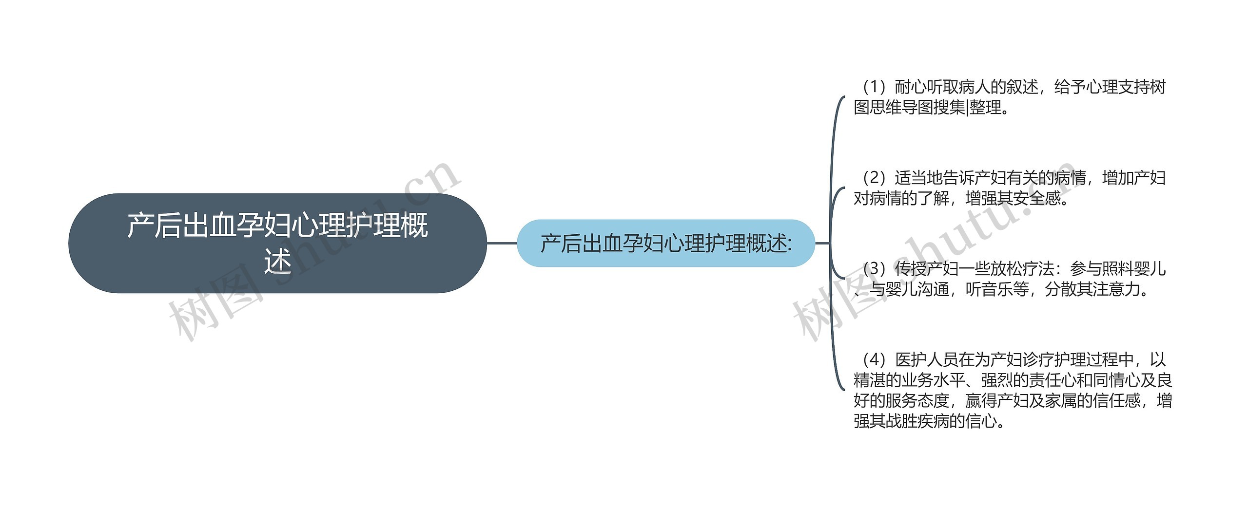 产后出血孕妇心理护理概述思维导图