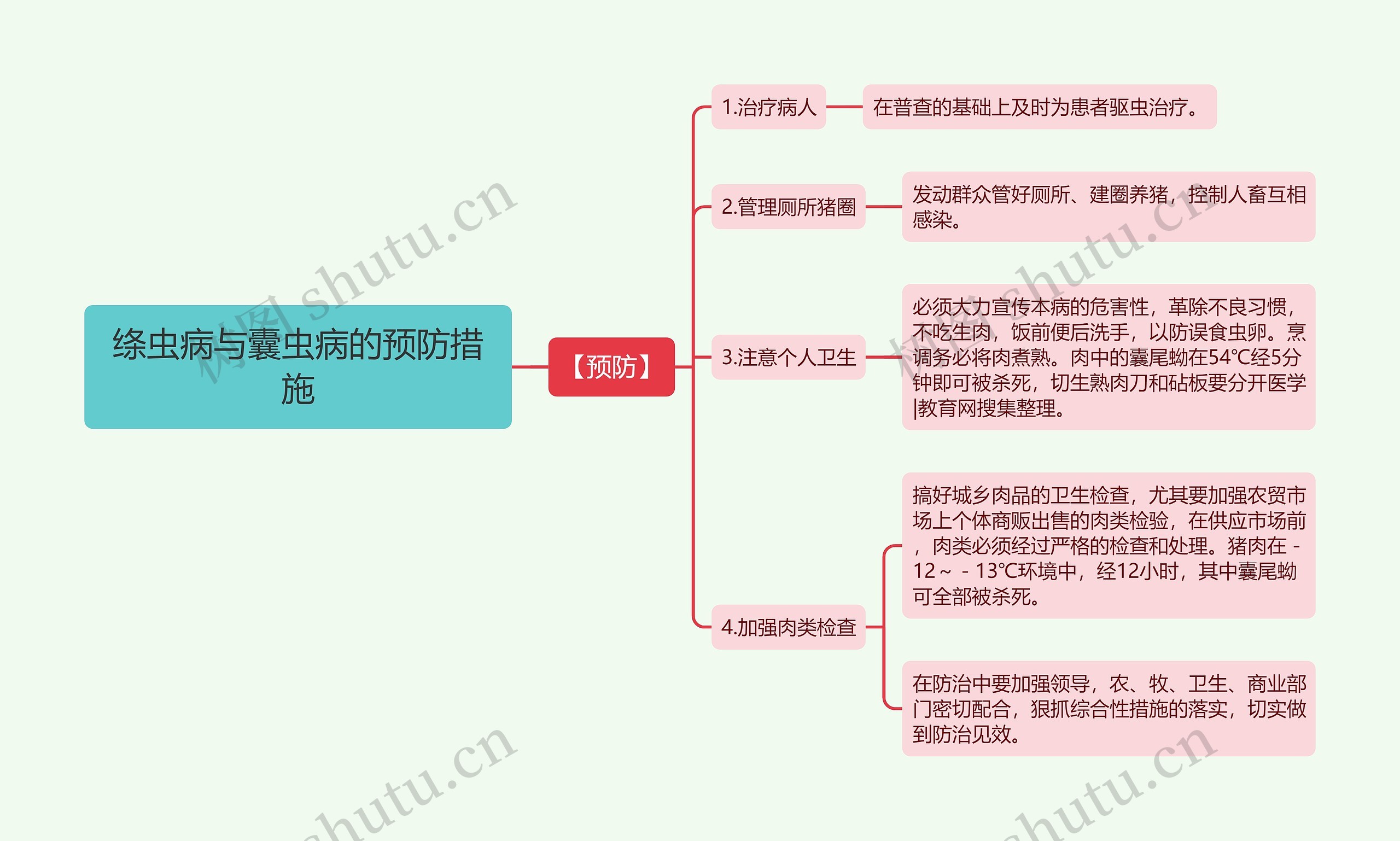 绦虫病与囊虫病的预防措施思维导图