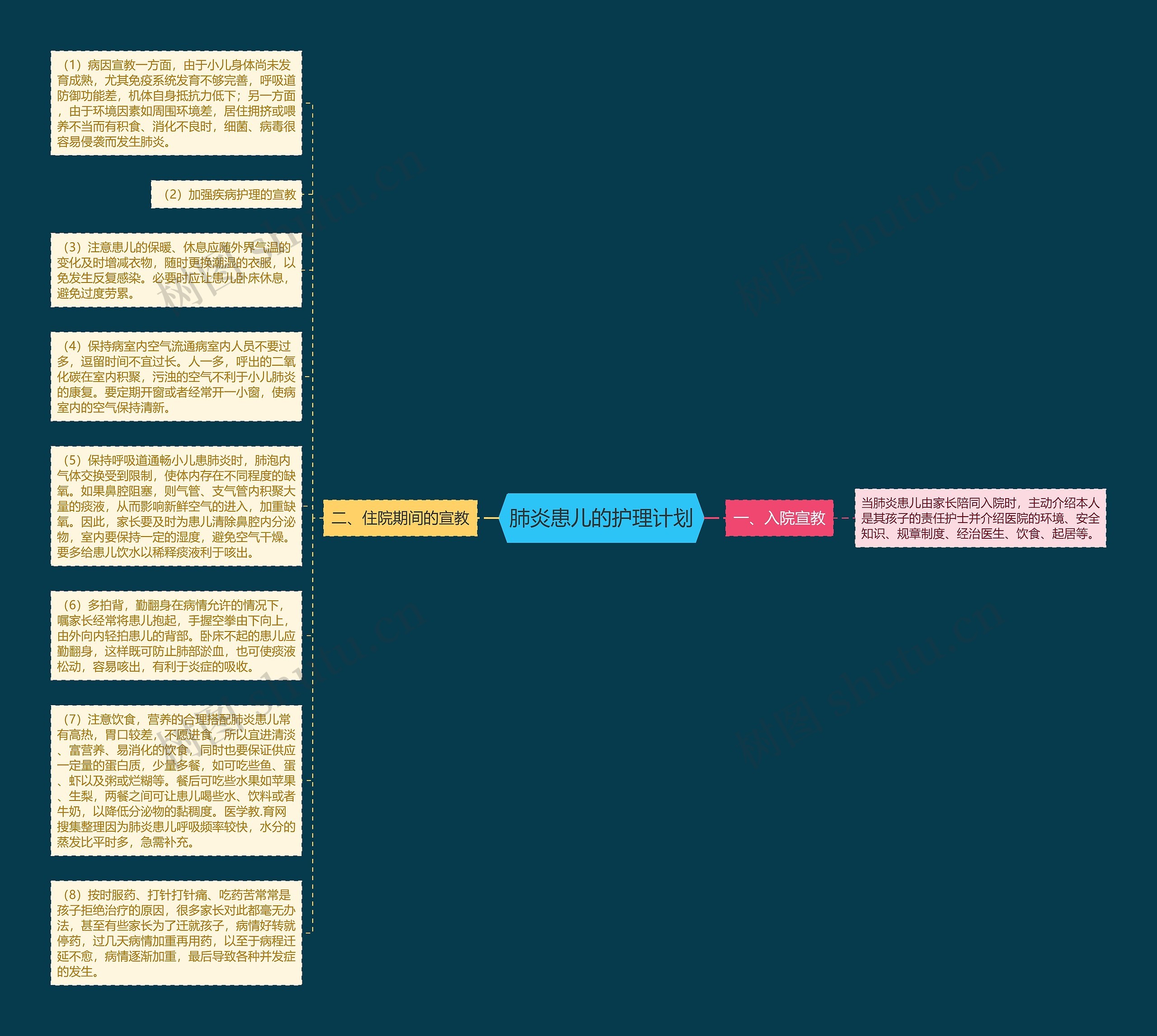 肺炎患儿的护理计划思维导图