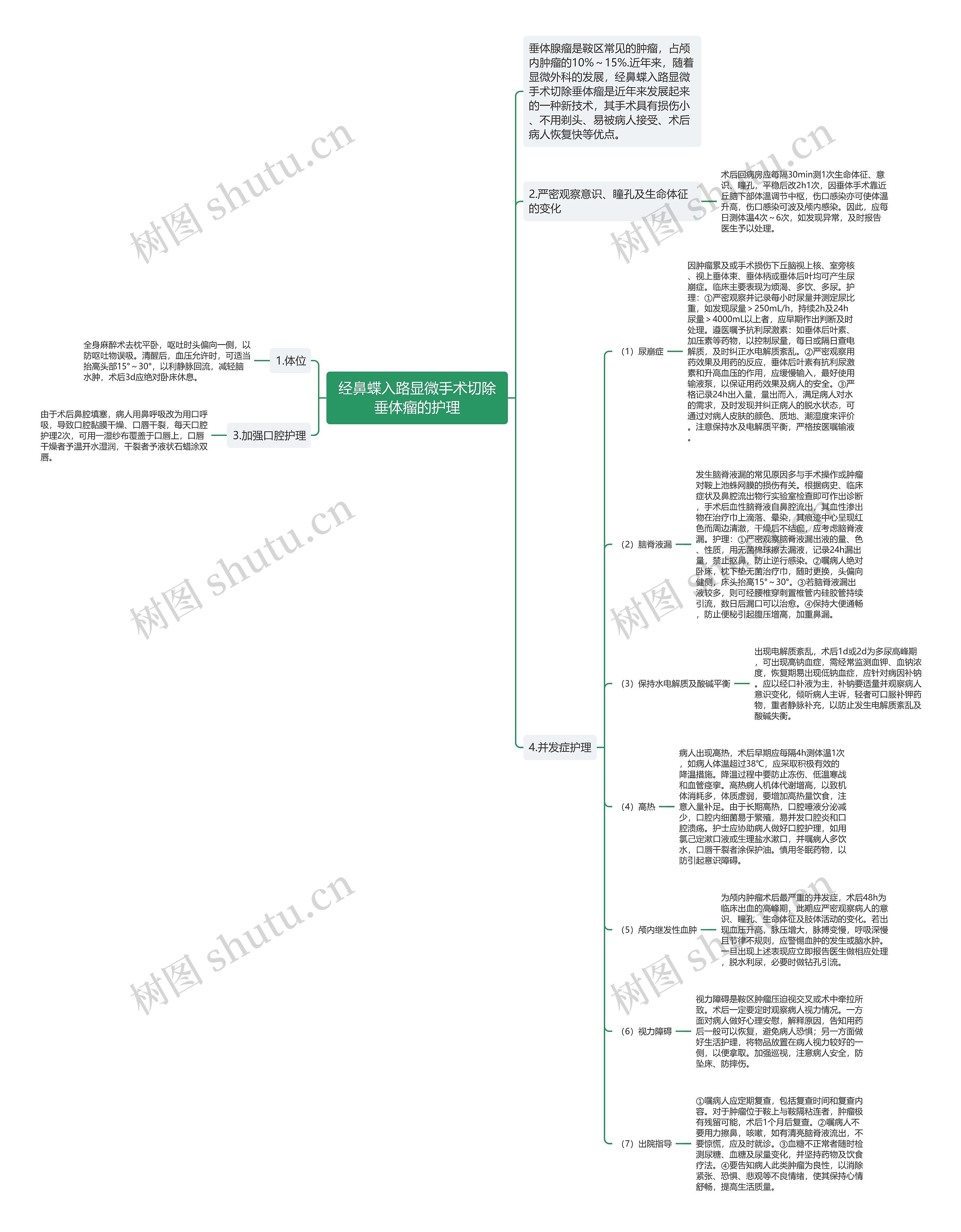 经鼻蝶入路显微手术切除垂体瘤的护理思维导图