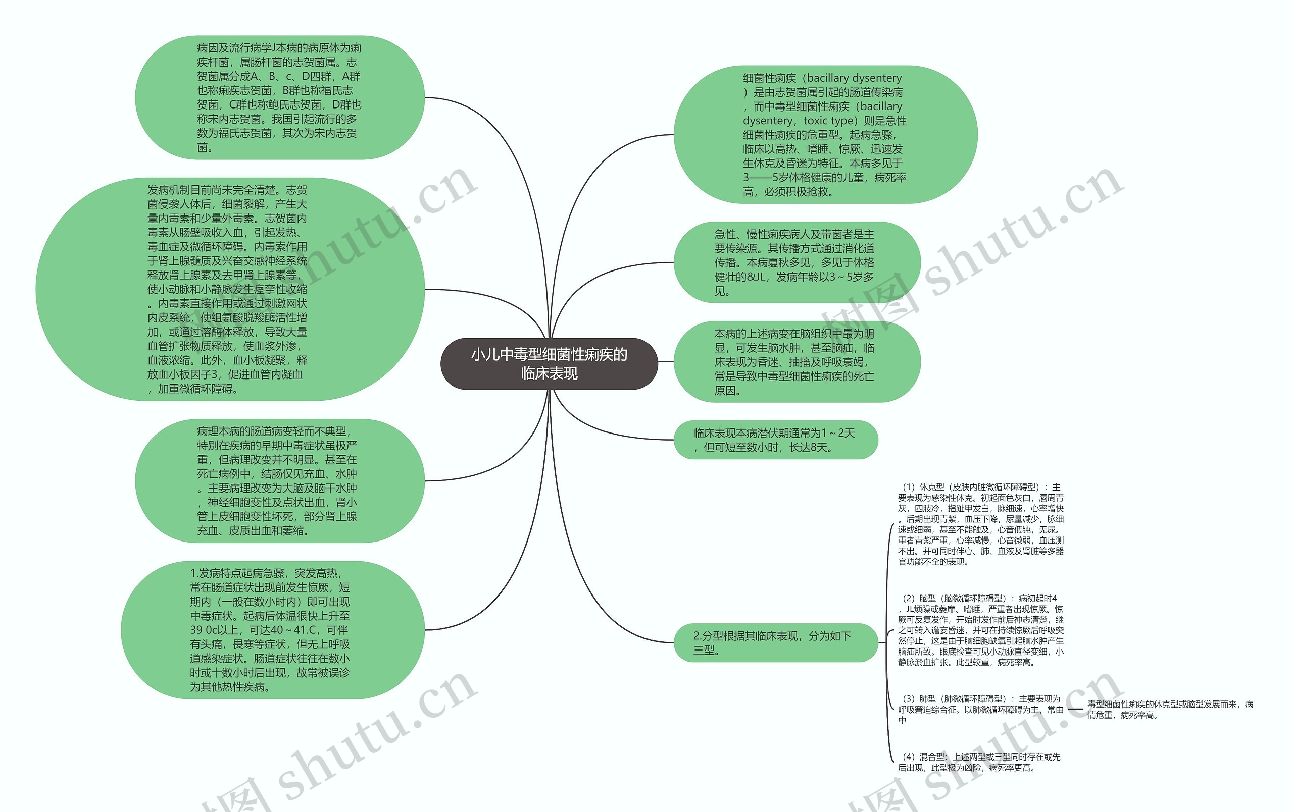 小儿中毒型细菌性痢疾的临床表现思维导图