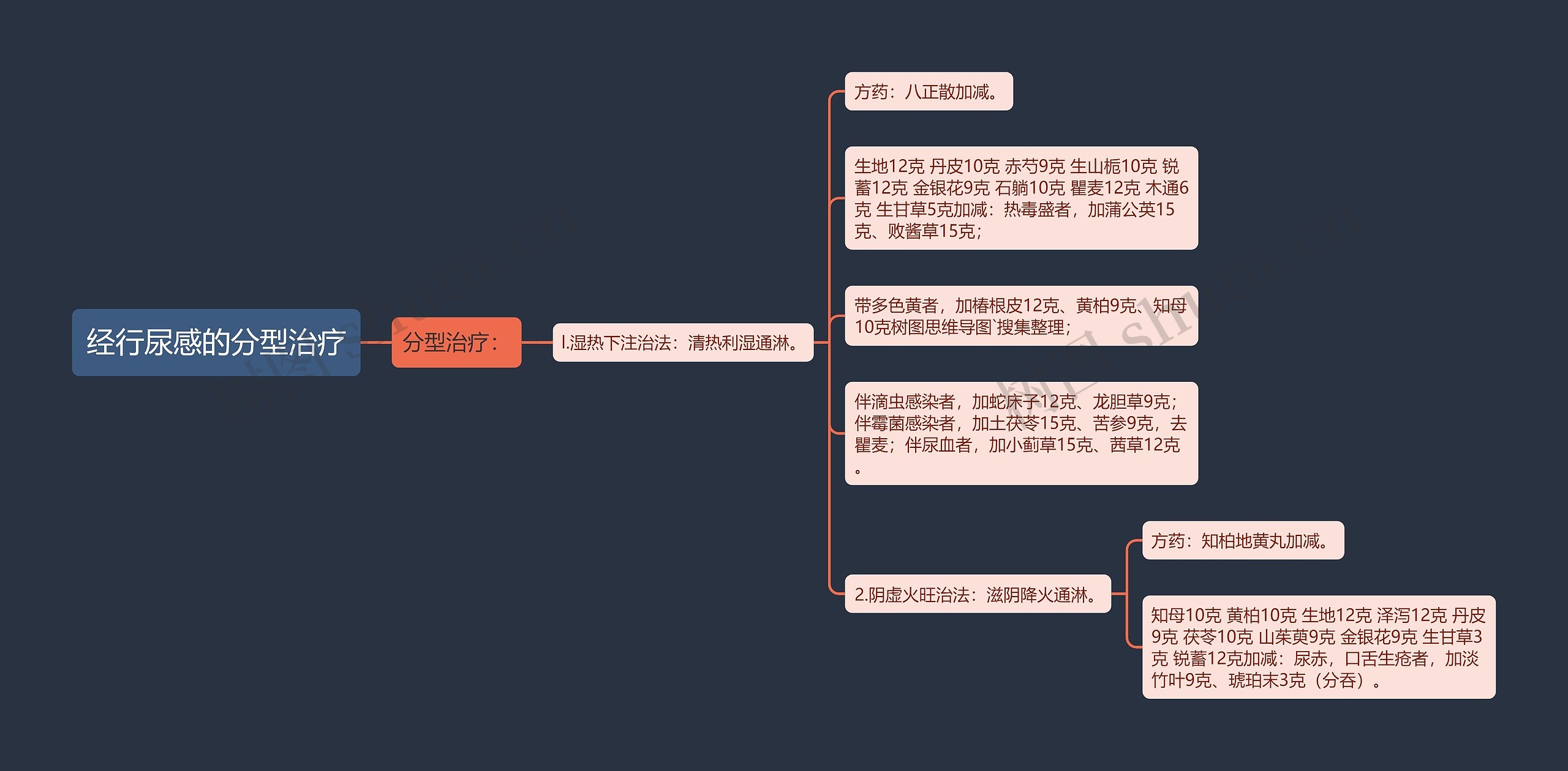 经行尿感的分型治疗思维导图