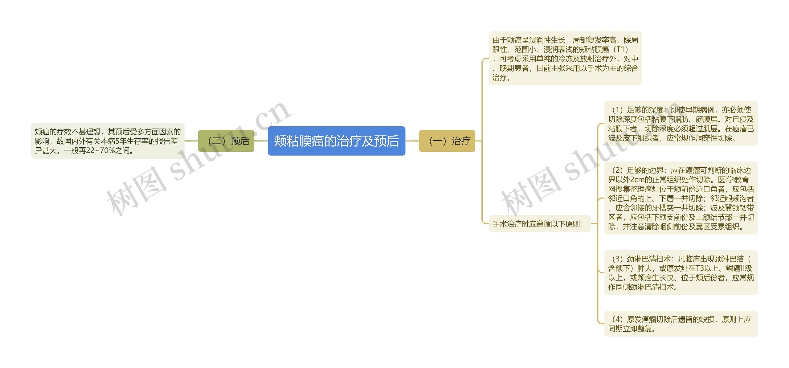 颊粘膜癌的治疗及预后思维导图