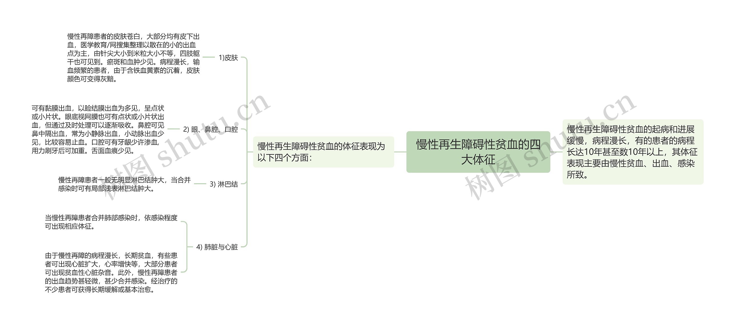 慢性再生障碍性贫血的四大体征思维导图