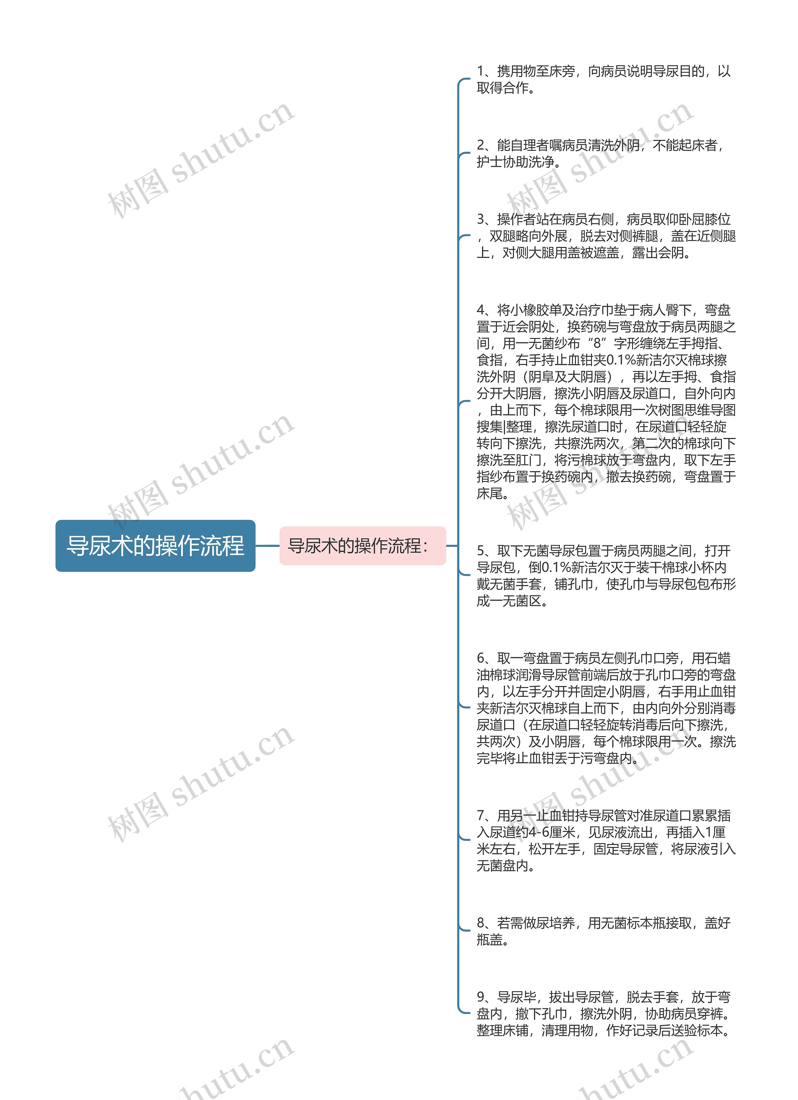 导尿术的操作流程思维导图