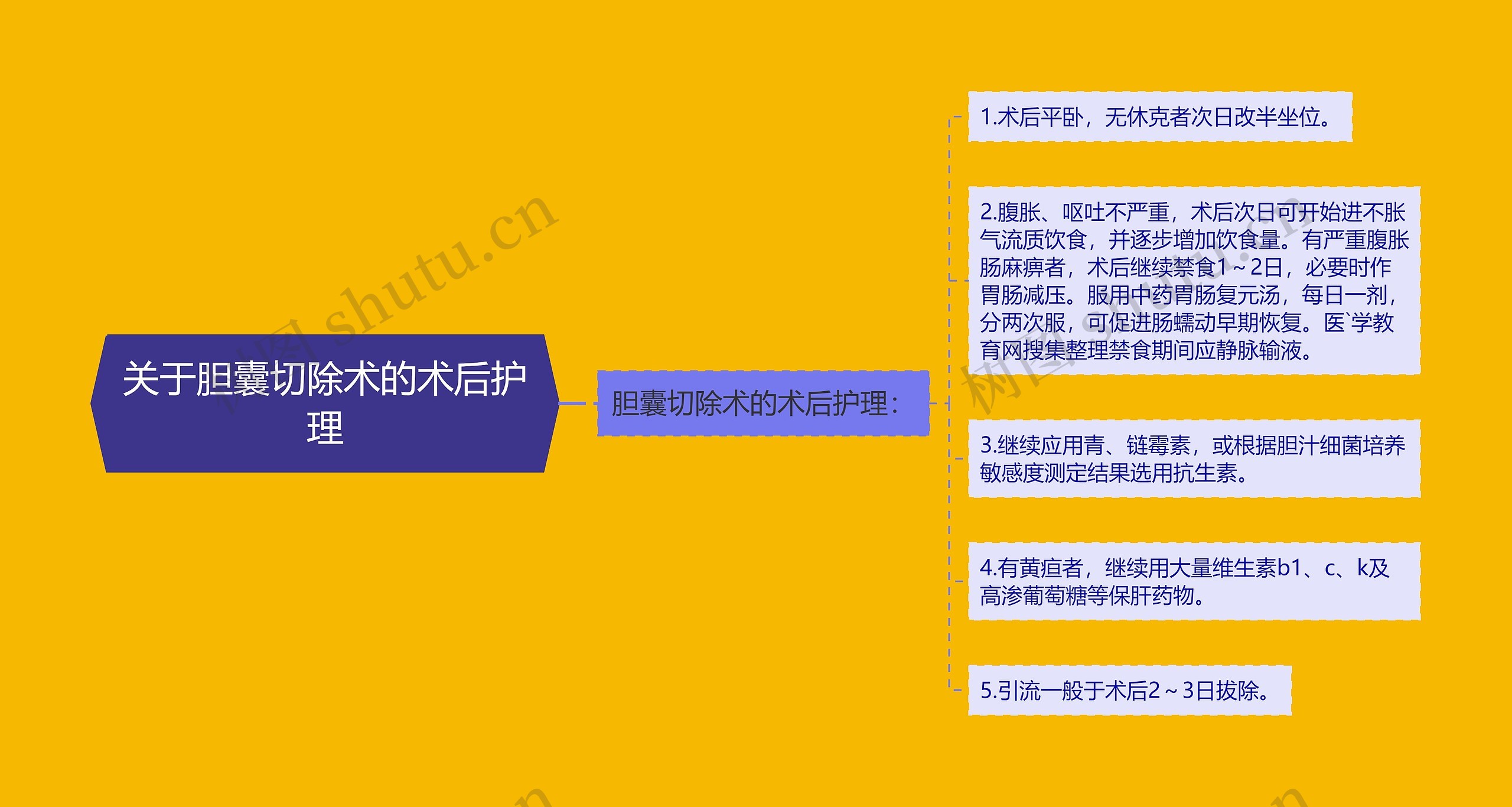 关于胆囊切除术的术后护理思维导图