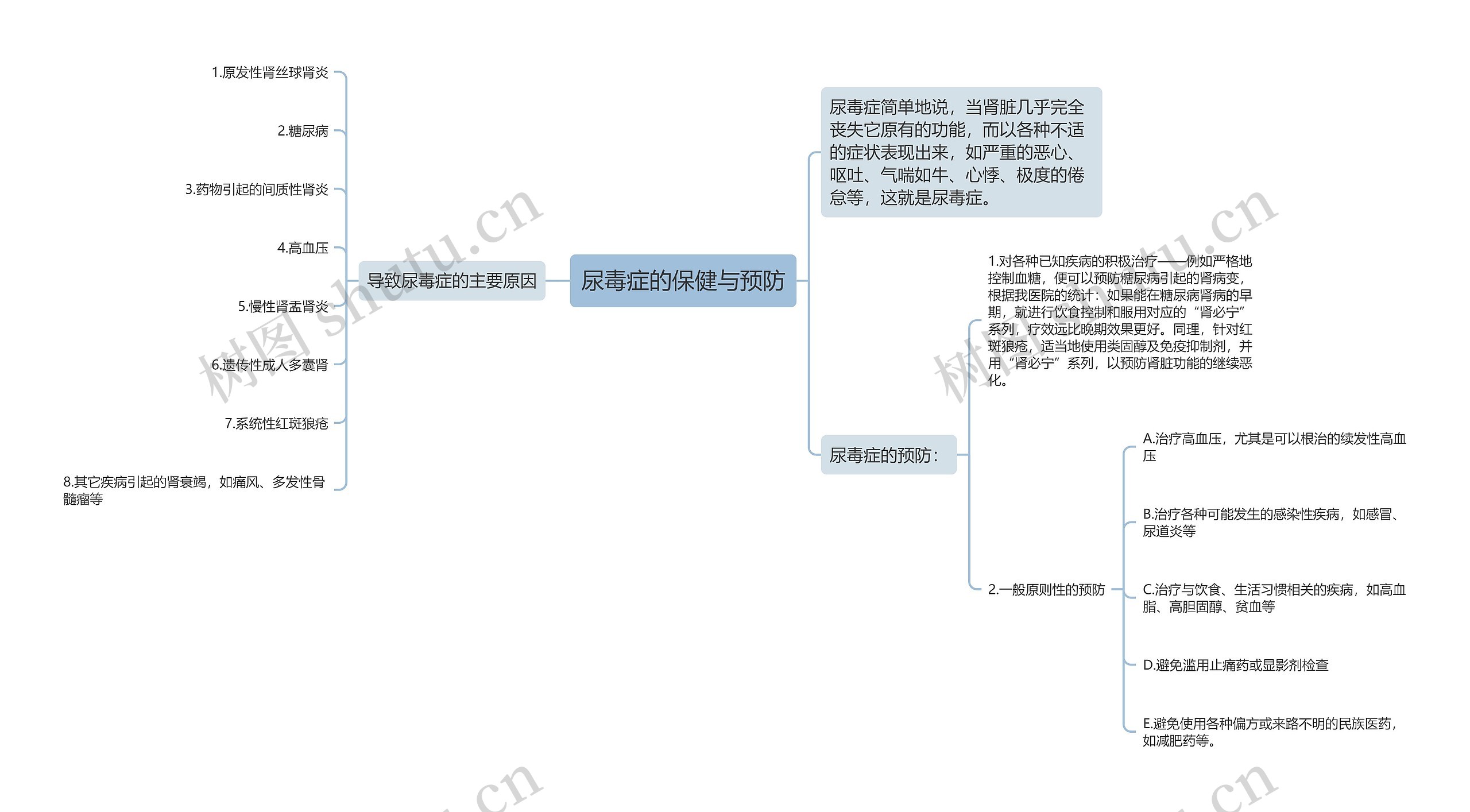 尿毒症的保健与预防思维导图