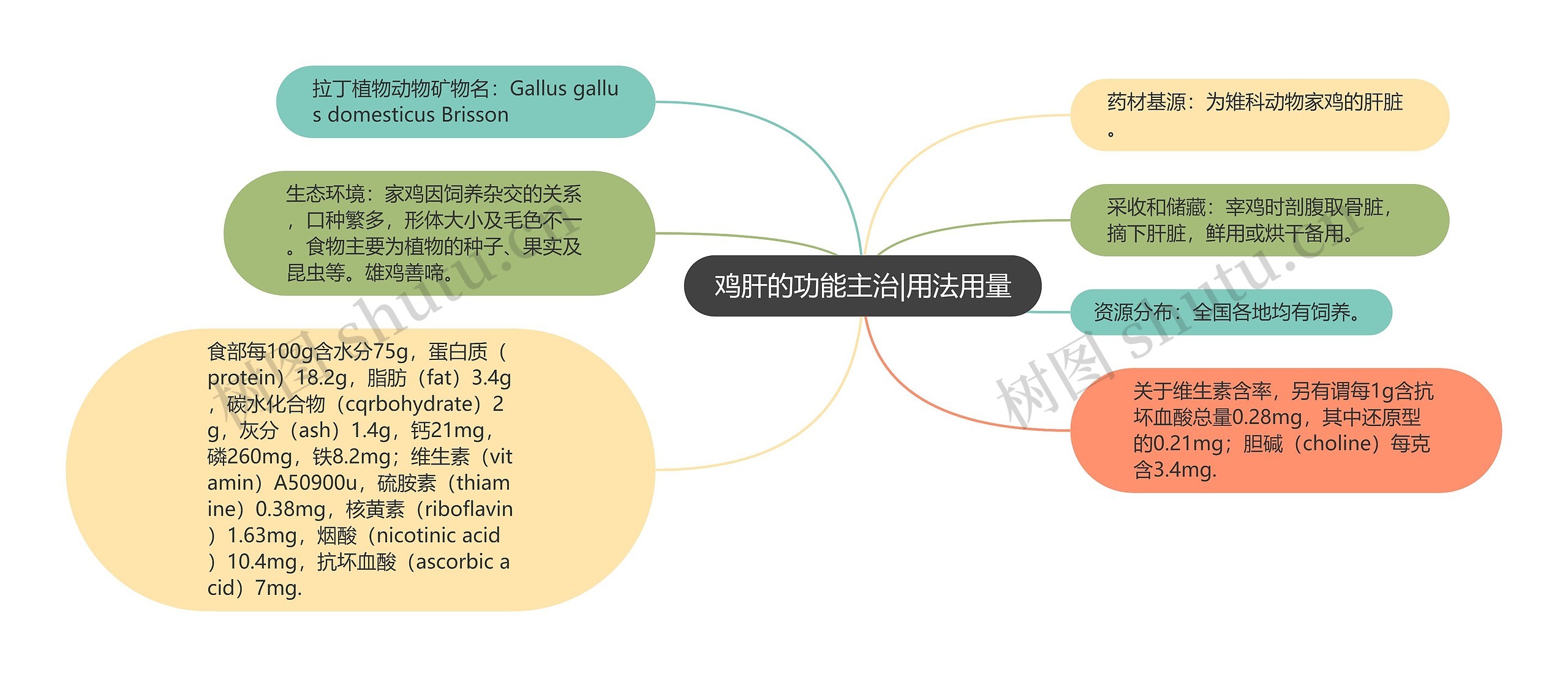 鸡肝的功能主治|用法用量思维导图