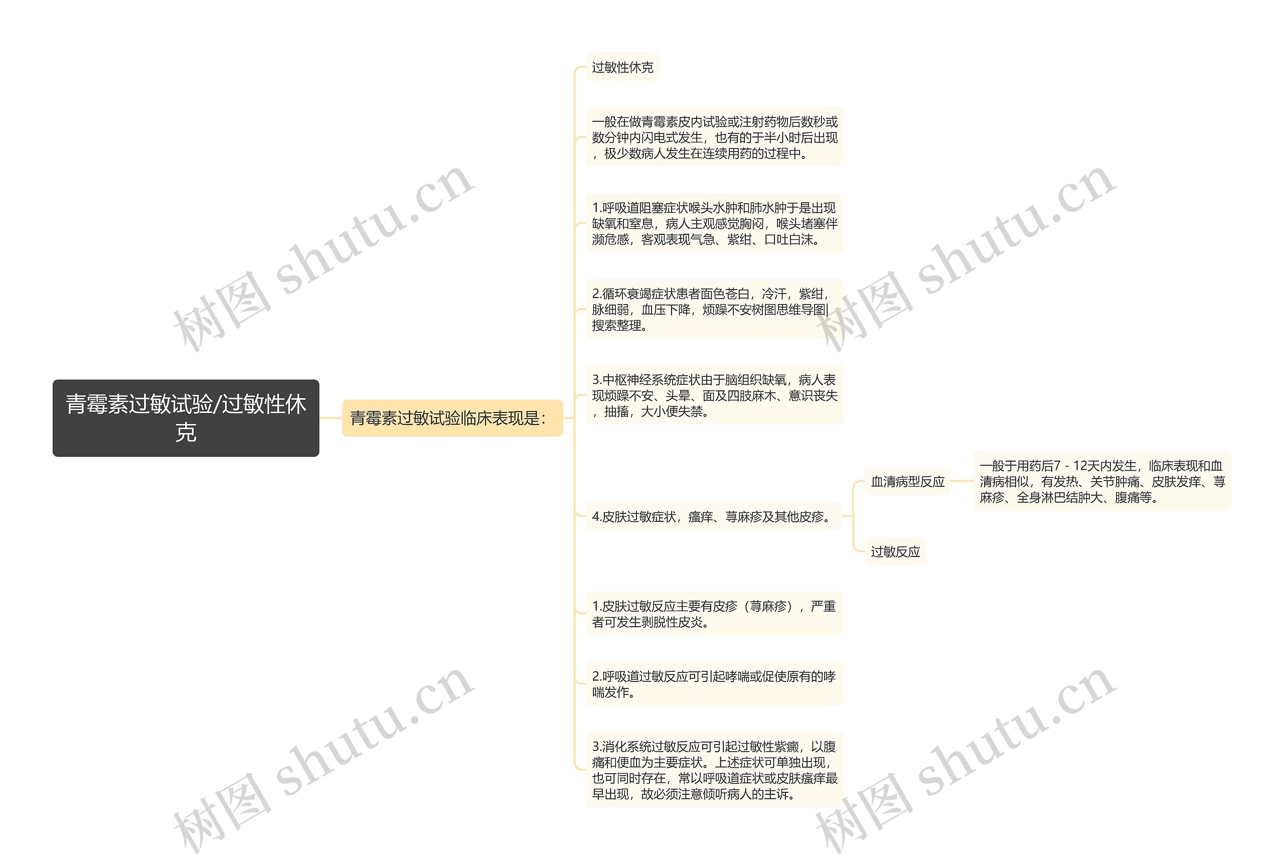 青霉素过敏试验/过敏性休克思维导图