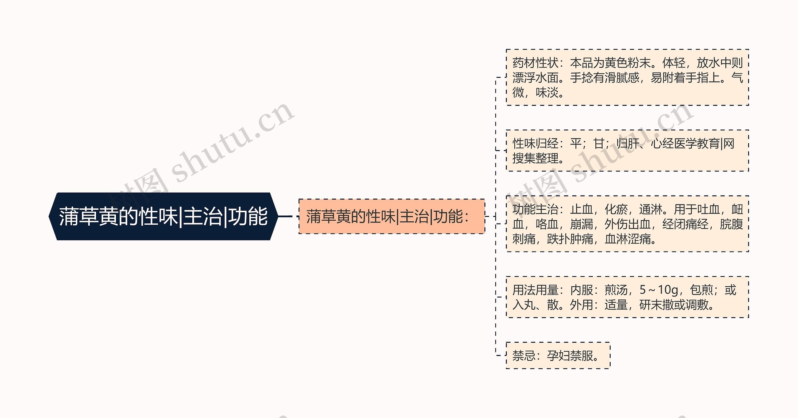 蒲草黄的性味|主治|功能思维导图