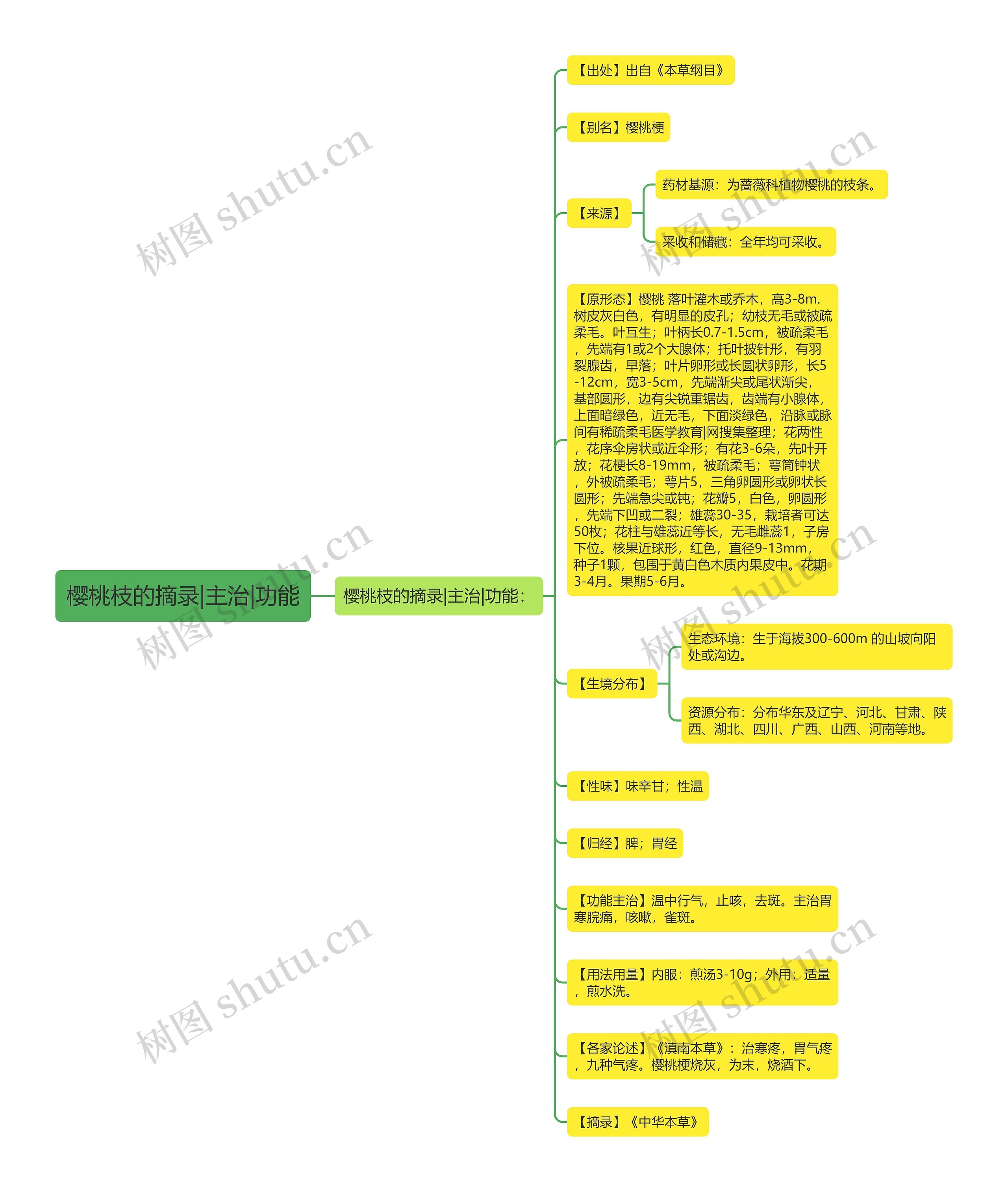 樱桃枝的摘录|主治|功能 樱桃枝的摘录|主治|功能